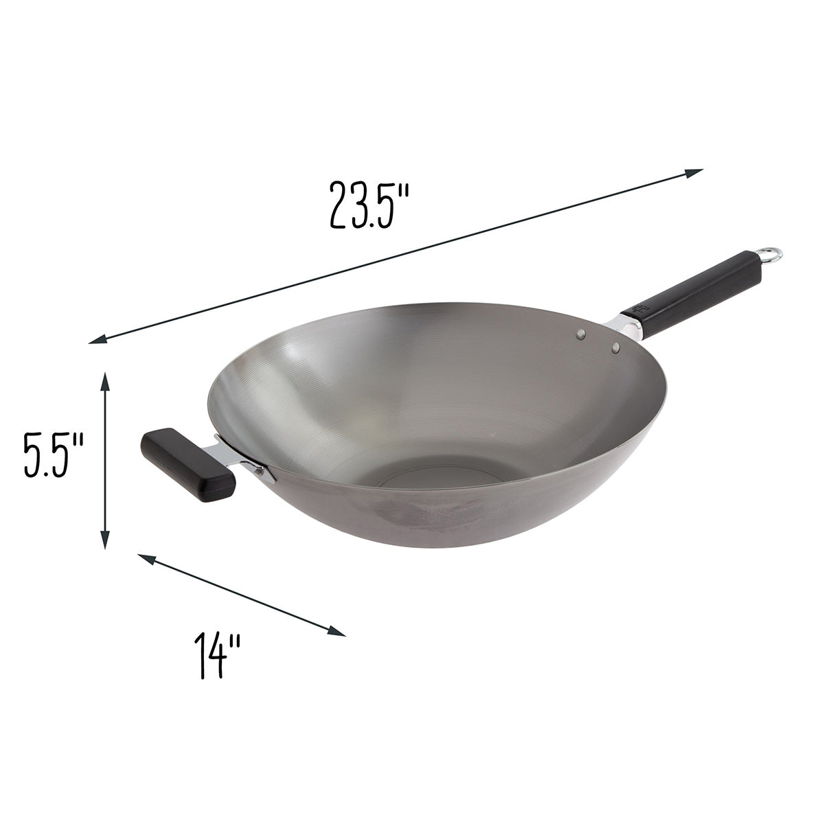 Professional 14-inch Carbon Steel Flat Bottom Wok - image 12