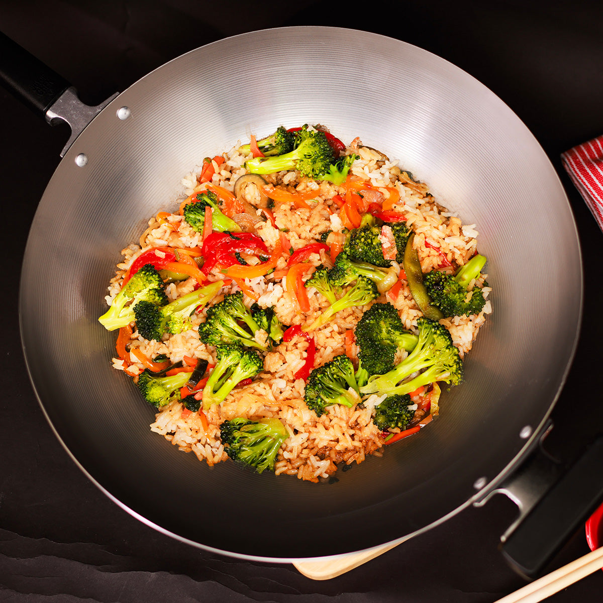 Professional 14-inch Carbon Steel Flat Bottom Wok - image 6