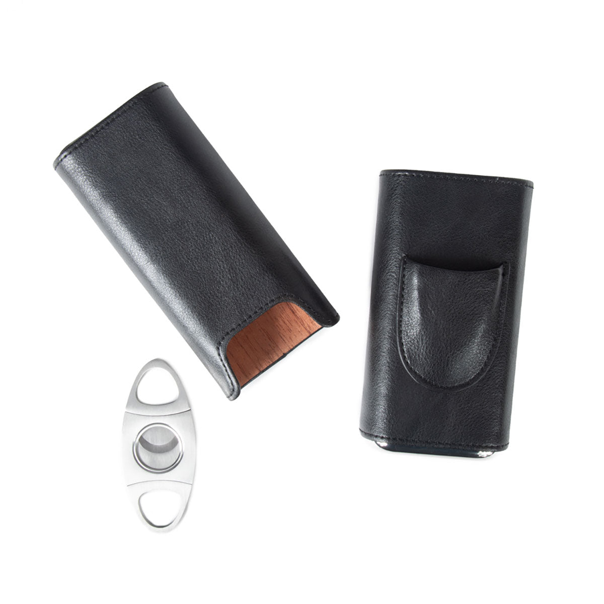 Brouk & Co Ashton 3 Cigar Leather Case with Cutter - image 5