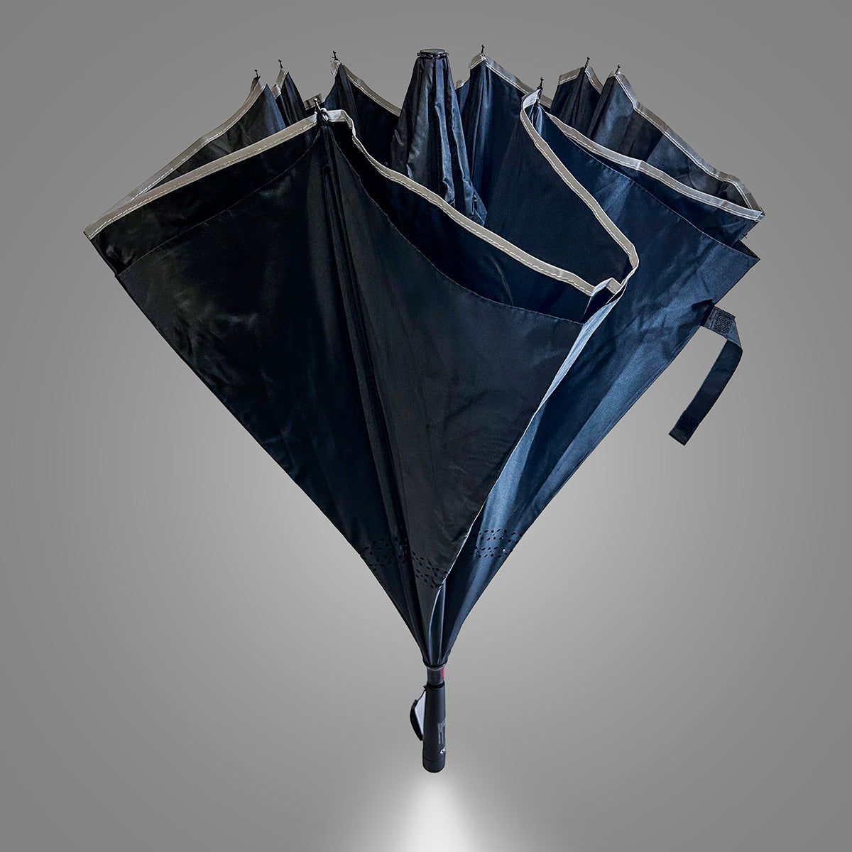 Reverse Folding Windproof Umbrella with Flashlight - image 2
