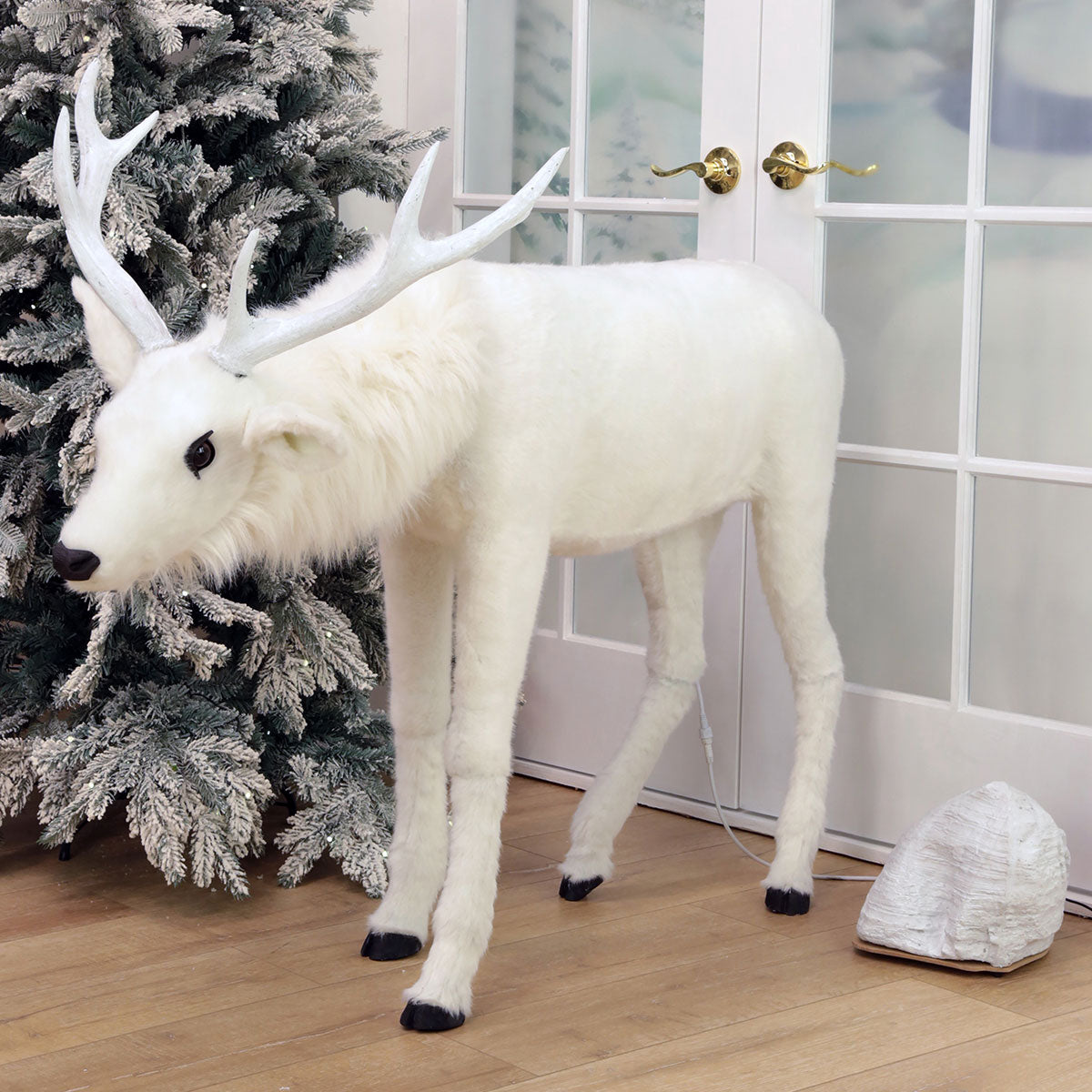 White Mechanical Standing Deer