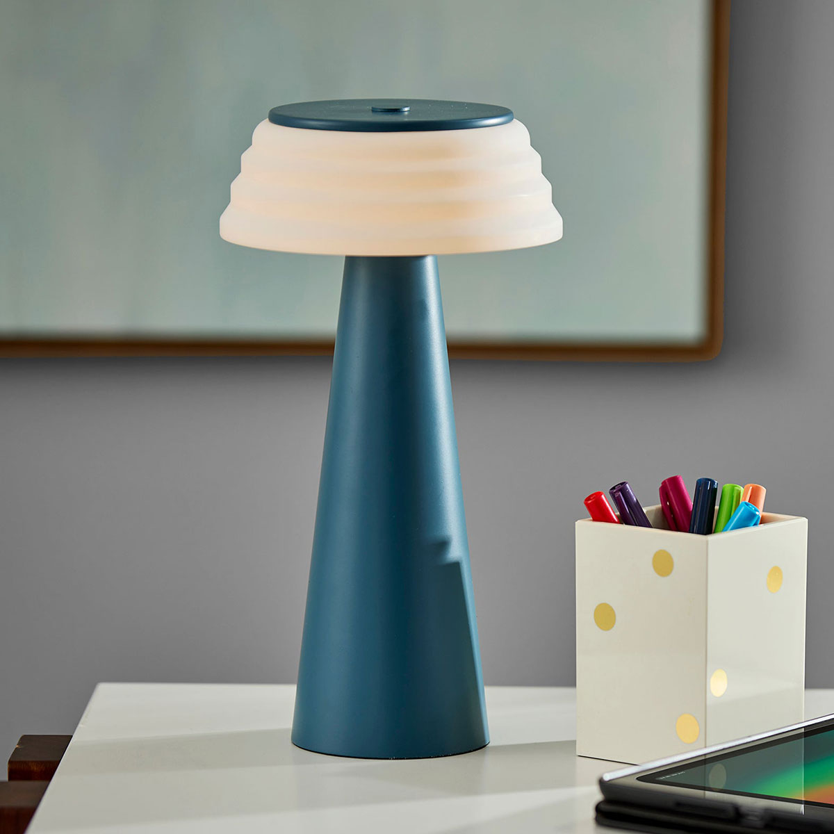 Cordless Indoor/Outdoor Table Lamp with Sleek Plastic Shade - image 4