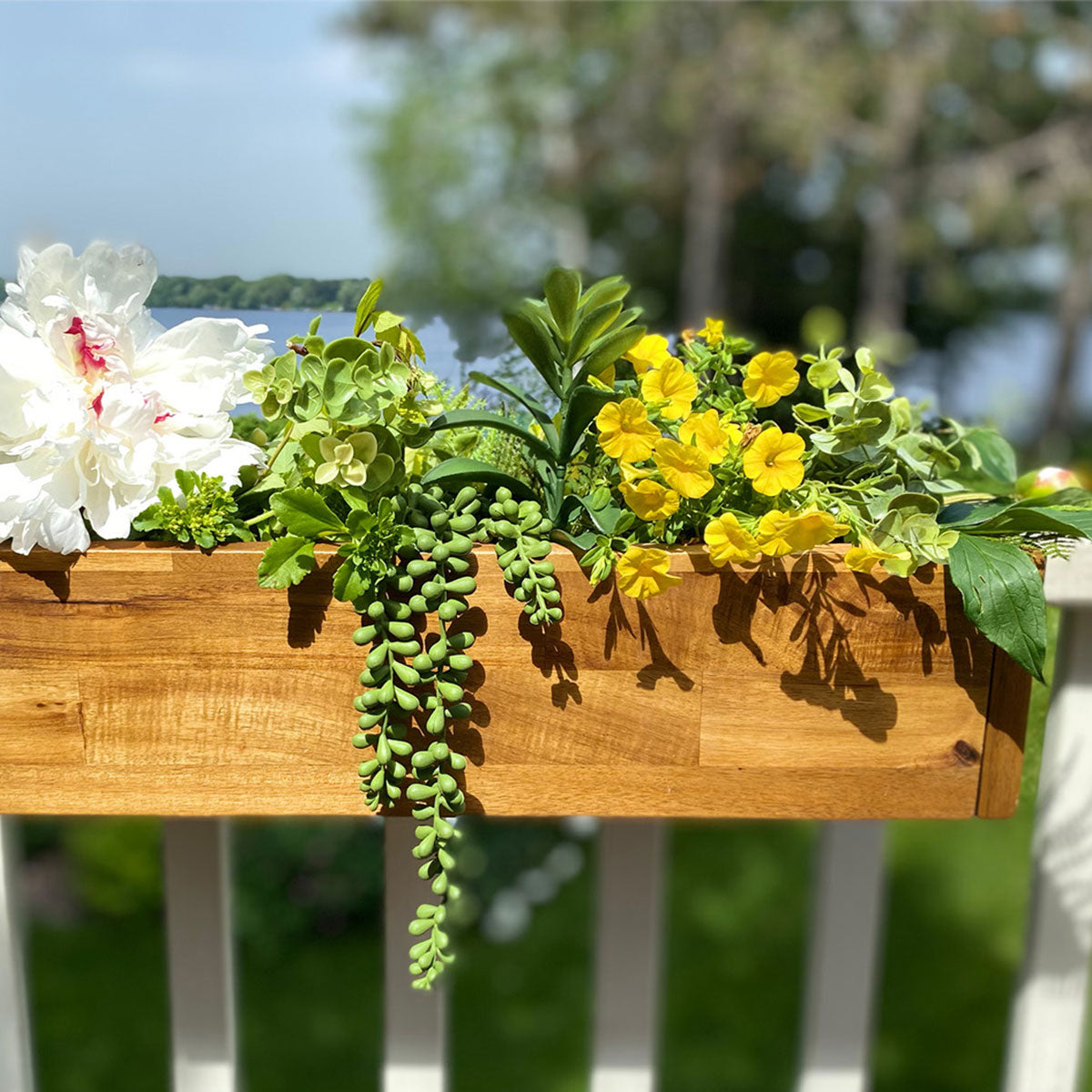 Acacia Wood Deck Rail Planter - image 3