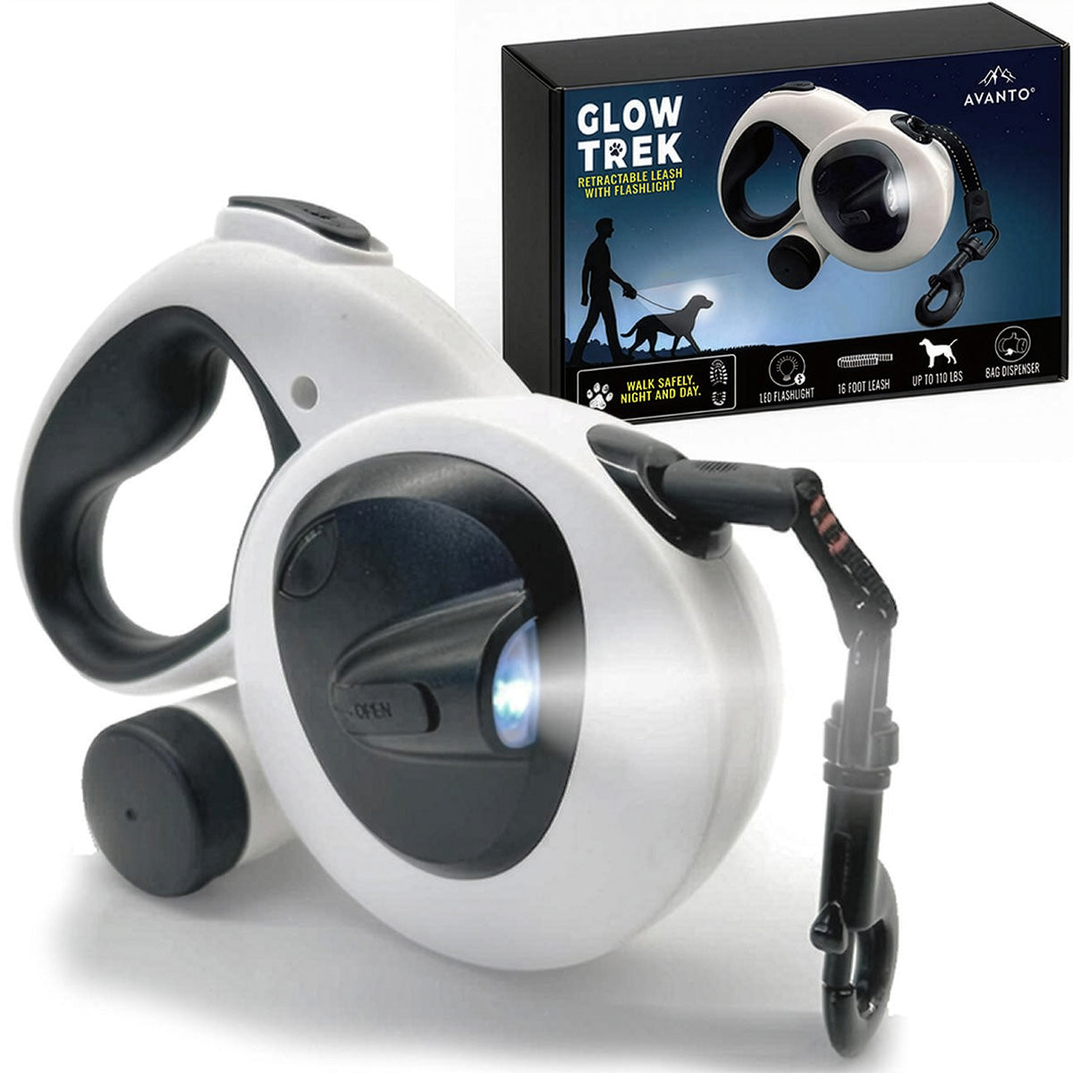 16ft Retractable Leash with LED Flashlight and Bag Dispenser - image 7