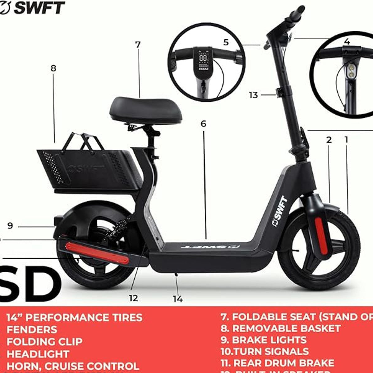 Sit-Down Electric Scooter with Basket - image 2