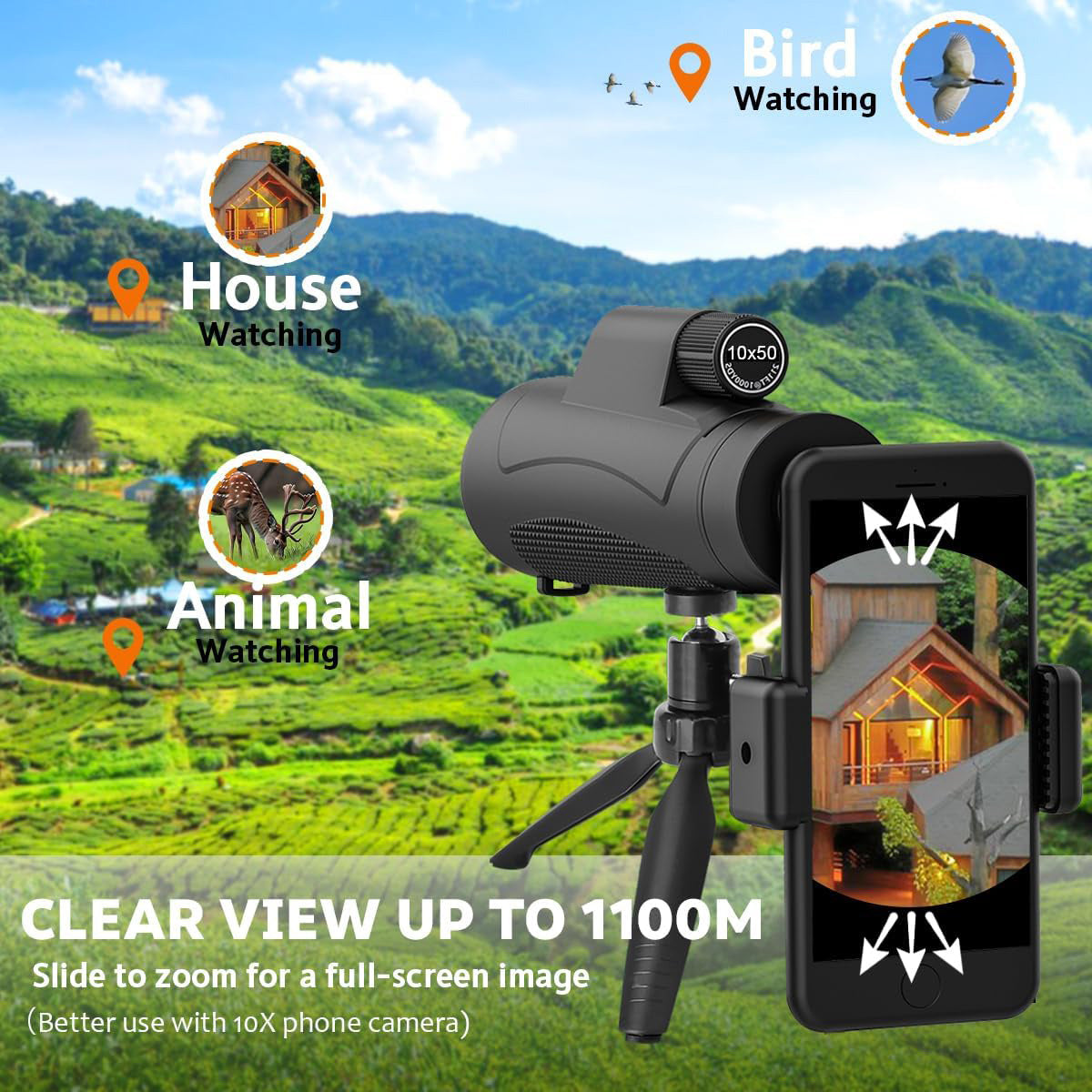 Monocular Telescope with Smartphone Holder and Tripod - image 6