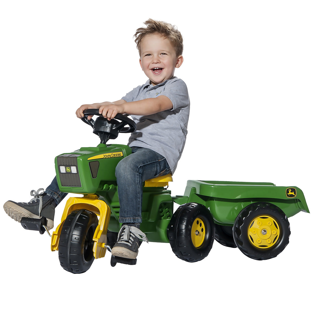 John Deere 3-Wheeled Pedal Tractor With Trailer - image 7