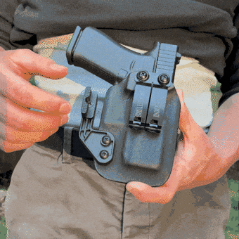 Klevaro OpenDraw holster in hand, then carried inside the waistband