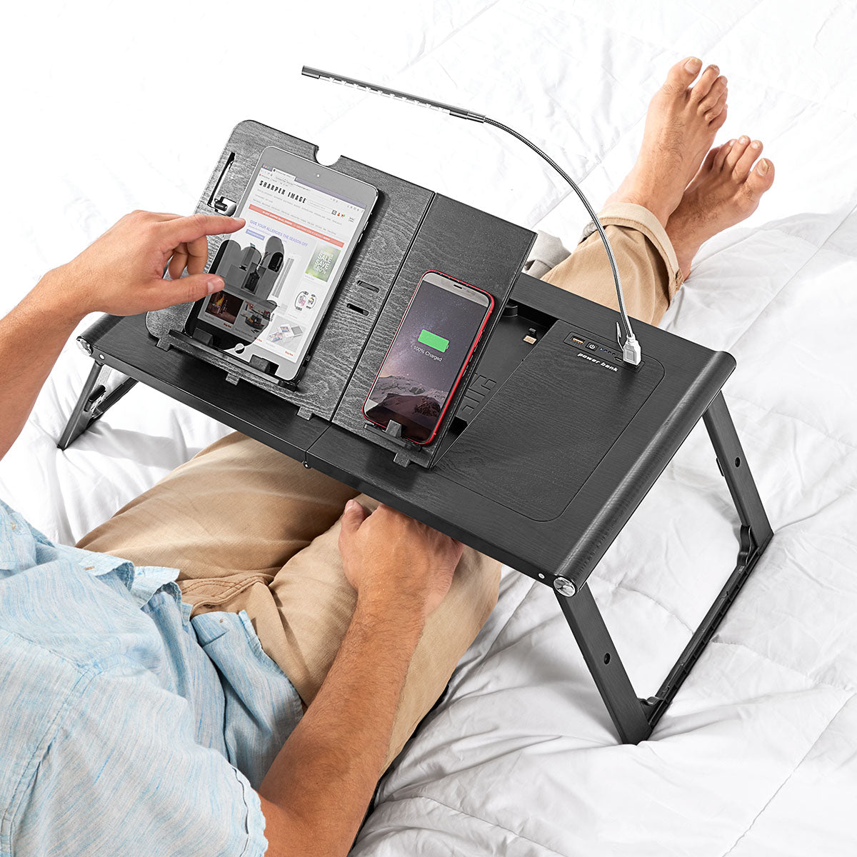 Laptop and Tablet Tray with Built-In Charger by Sharper Image - image 2