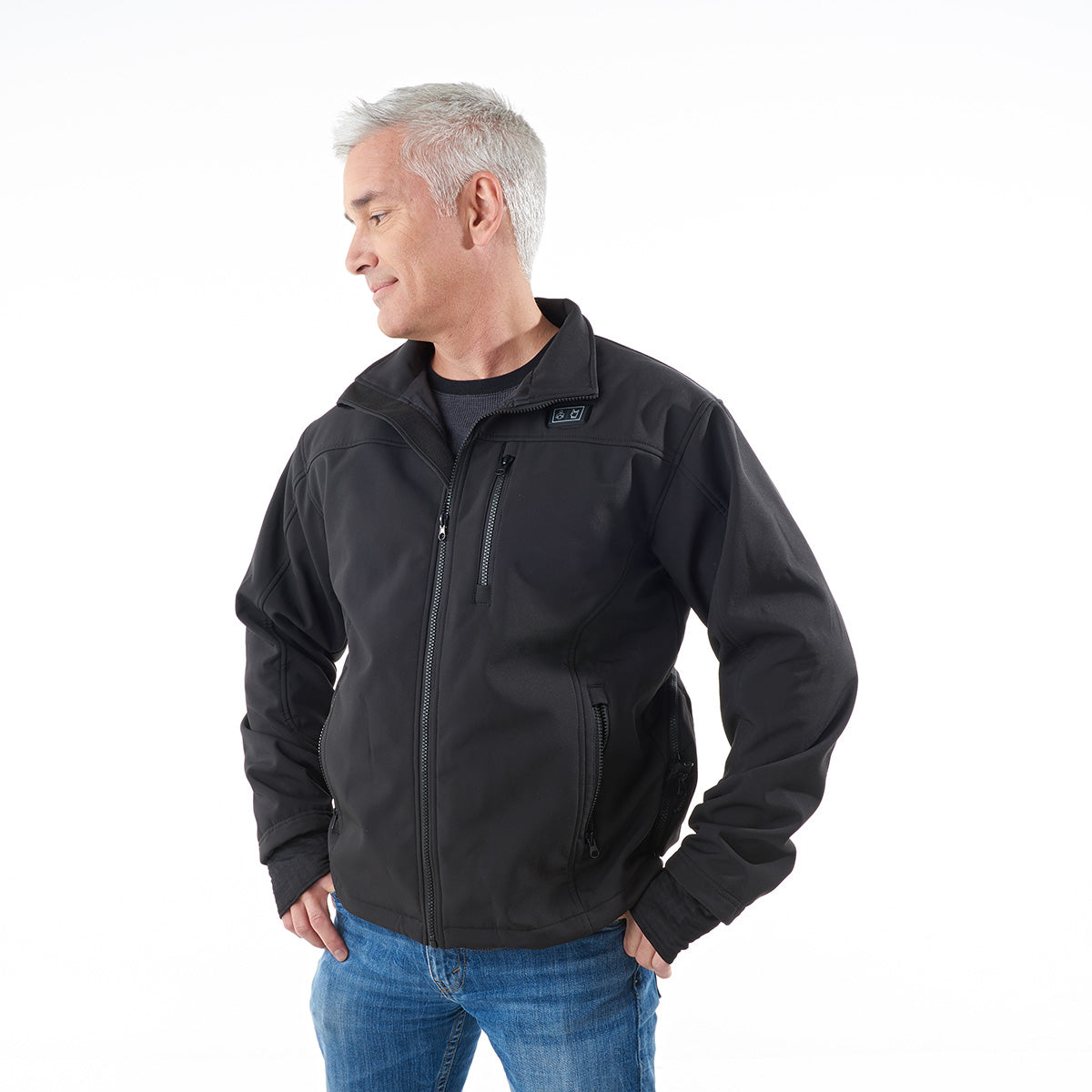 Men's Rechargeable Heated Softshell Jacket by Sharper Image