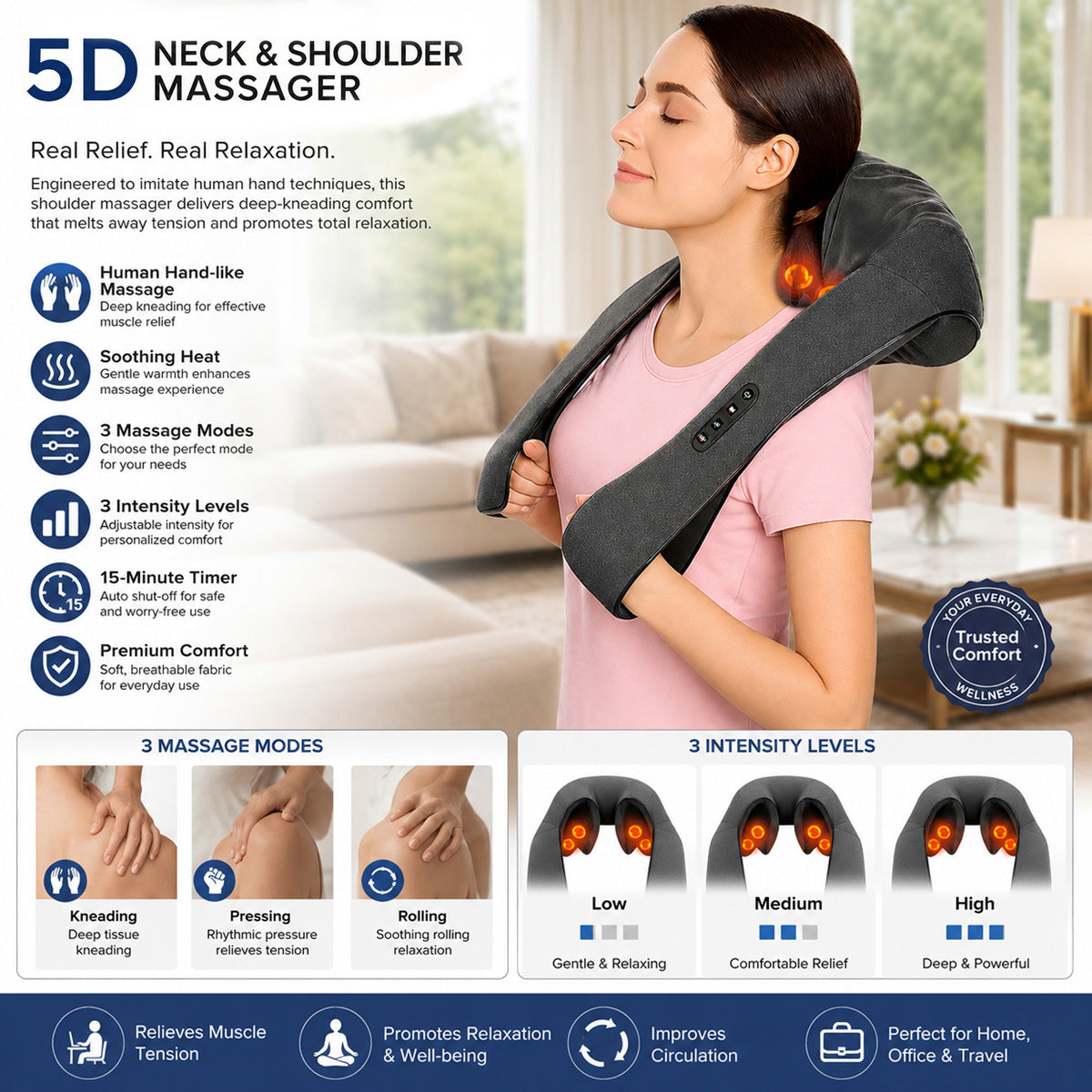 5D Neck and Shoulder Massager with Heat - image 5
