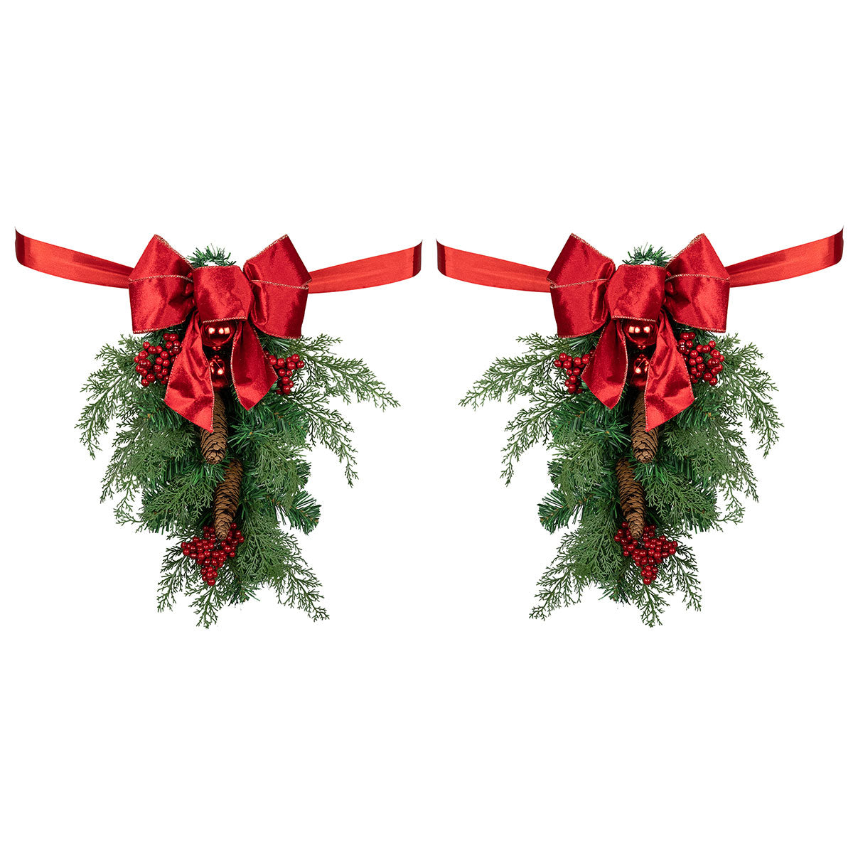 Mixed Cedar and Pine Christmas Chair Back Swags (Set of 2) - image 2