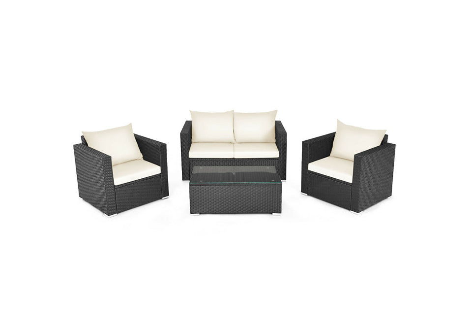 4-Piece Rattan Conversation Patio Set with Padded Cushion - image 13