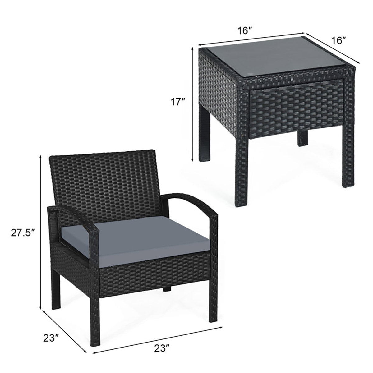 3-Piece Outdoor Rattan Patio Conversation Set - image 14
