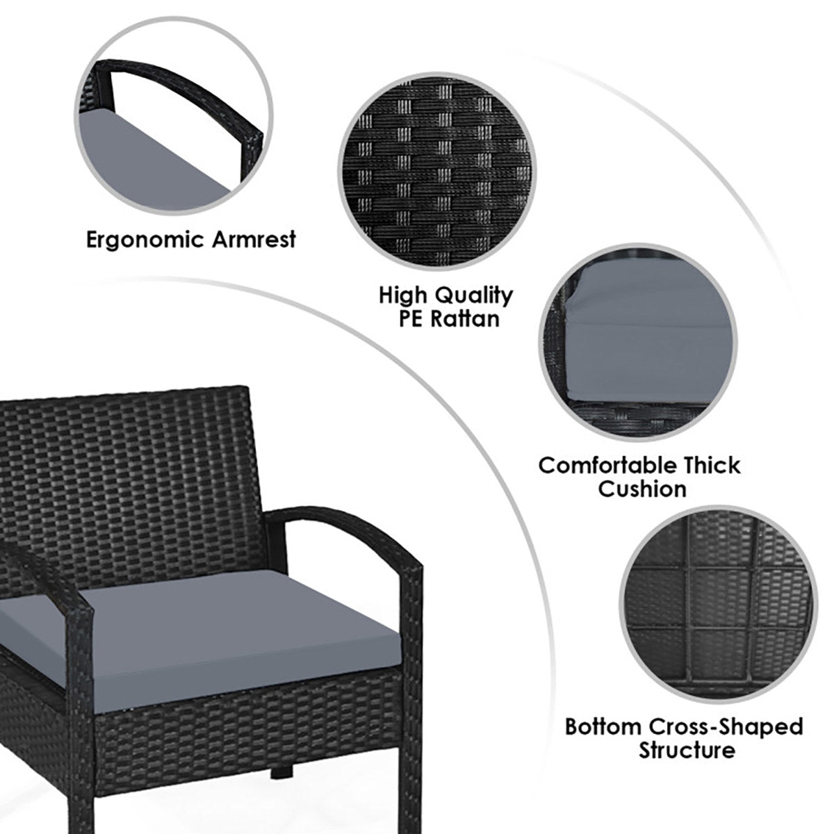 3-Piece Outdoor Rattan Patio Conversation Set - image 5