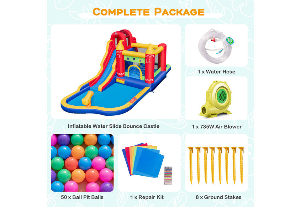 9-in-1 Inflatable Bounce Castle with Water Slide and Splash Pool - image 9