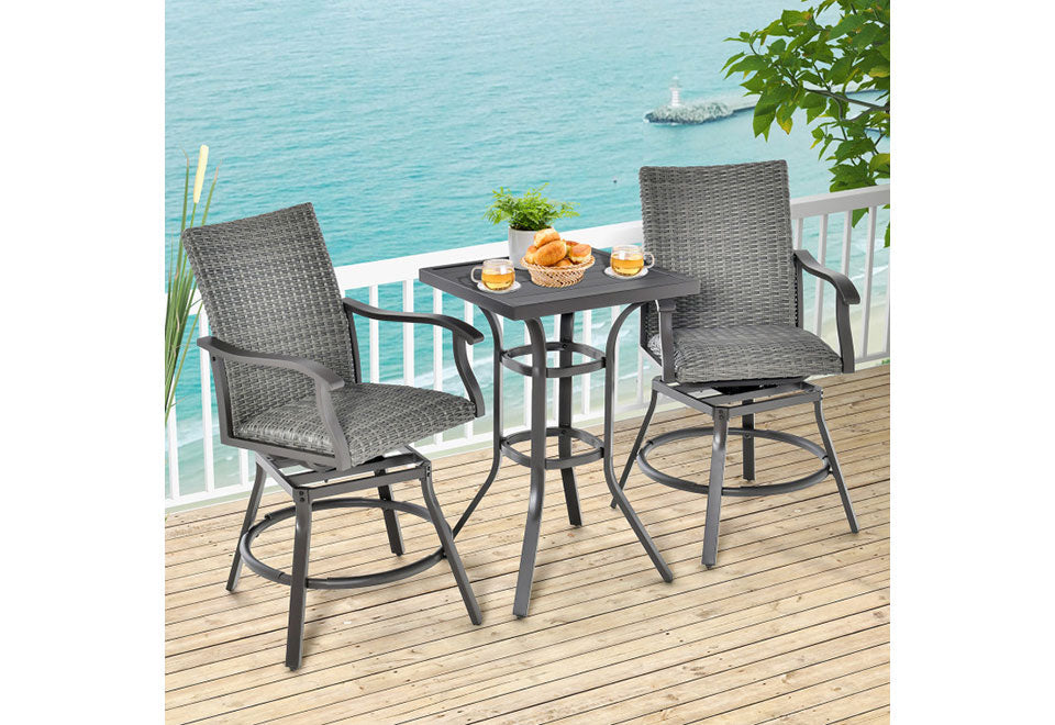 3-Piece Swivel Bar Set with 4D Air Fiber Cushions