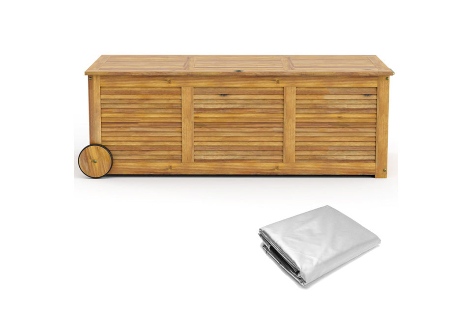 Rolling Patio Wooden Deck Box - image 8