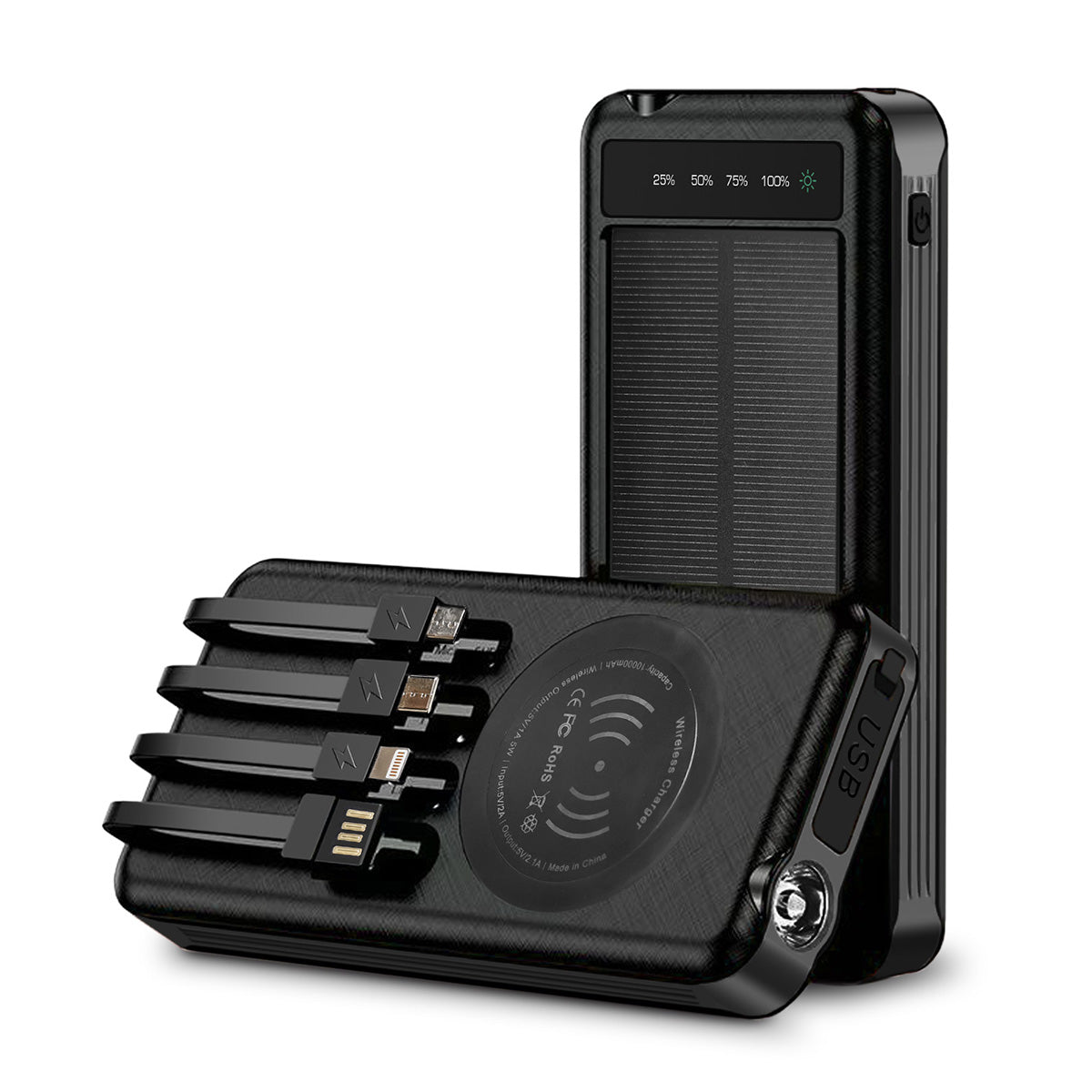 10000mAh Solar Power Bank with Wireless Charging - image 2
