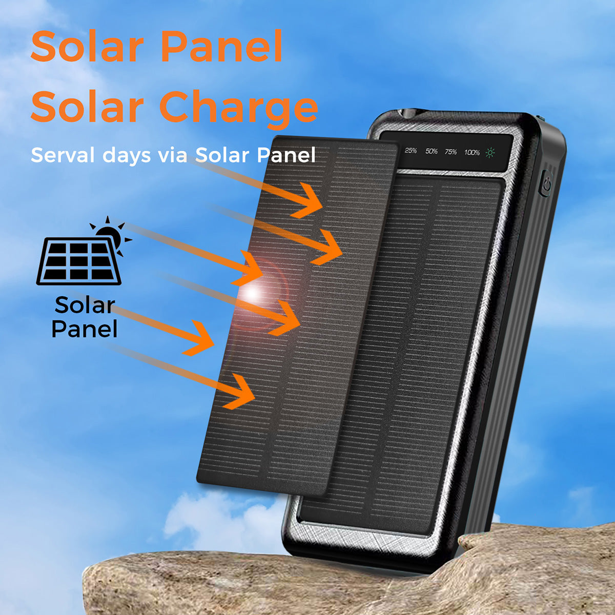 10000mAh Solar Power Bank with Wireless Charging - image 6