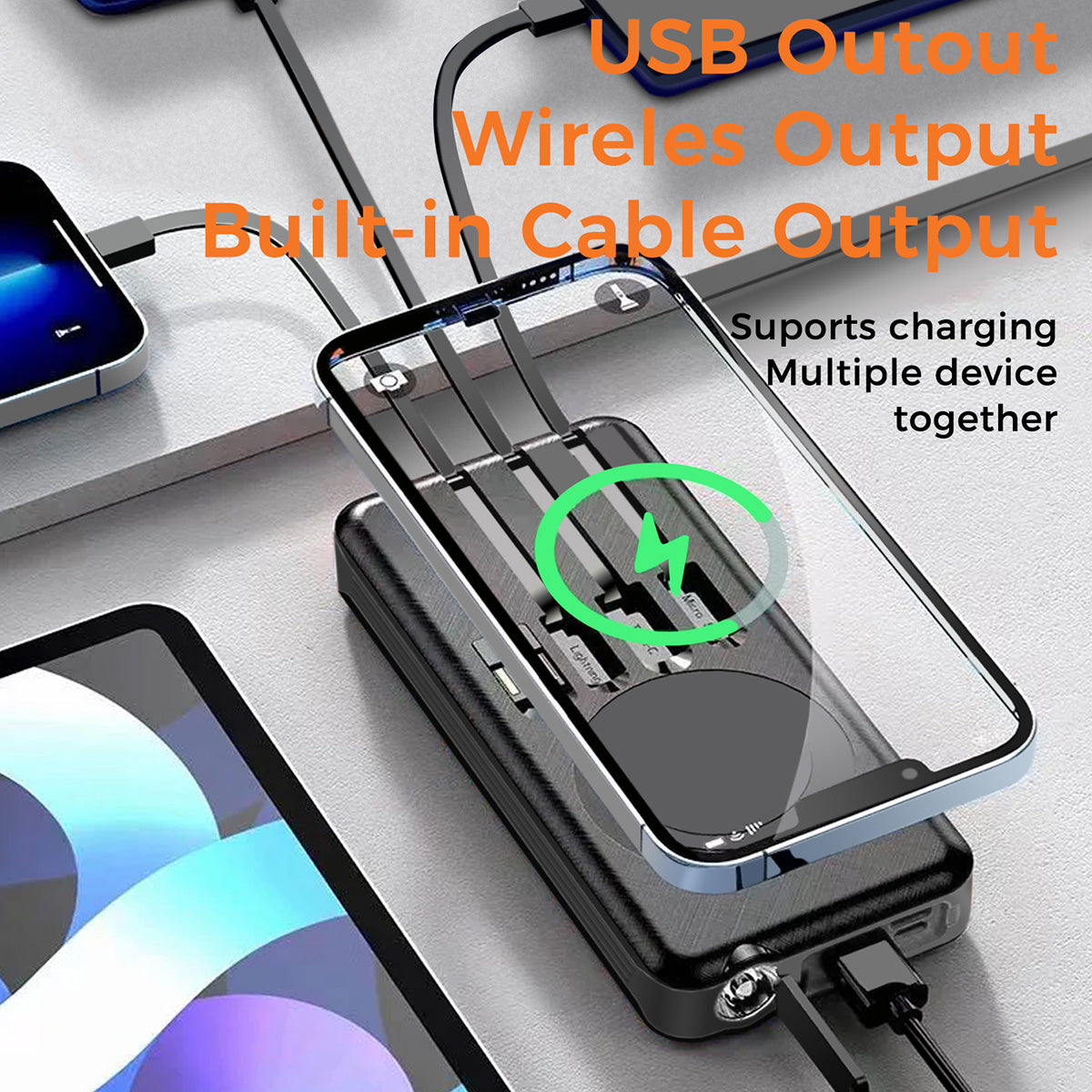 10000mAh Solar Power Bank with Wireless Charging - image 5