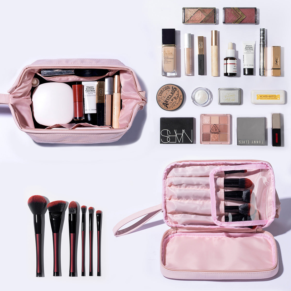 2-in-1 Cosmetic Case with Makeup Brush Compartment - image 2