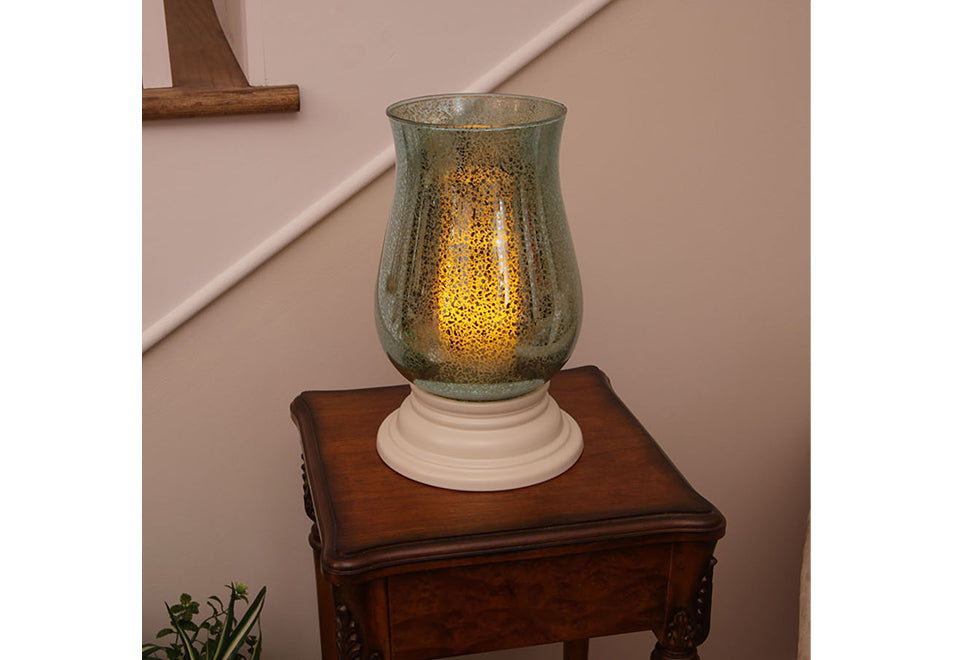 Mercury Glass Hurricane with Flameless Wax Candle