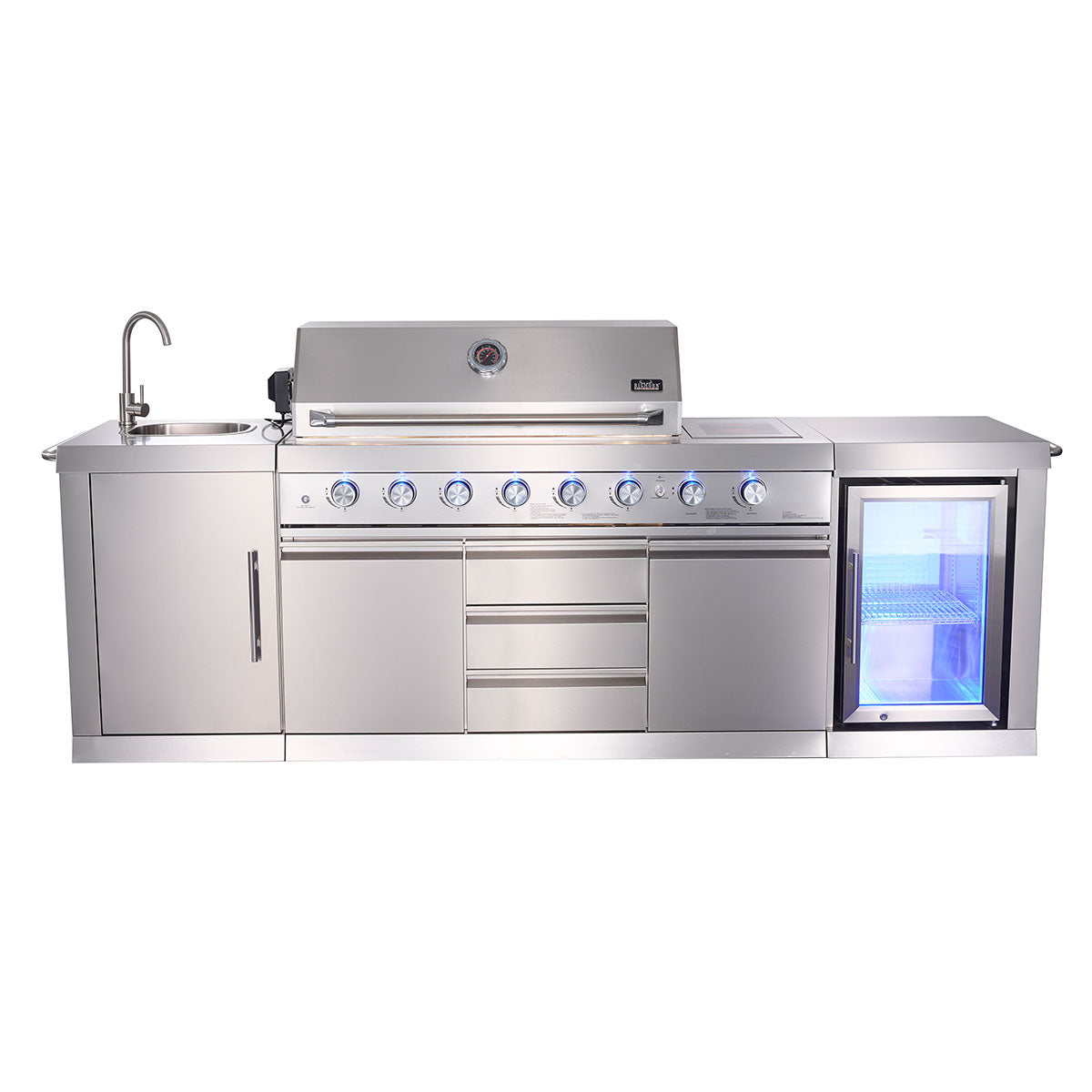 6-Burner Propane Gas Grill Island with Rotisserie and Outdoor Refrigerator - image 10