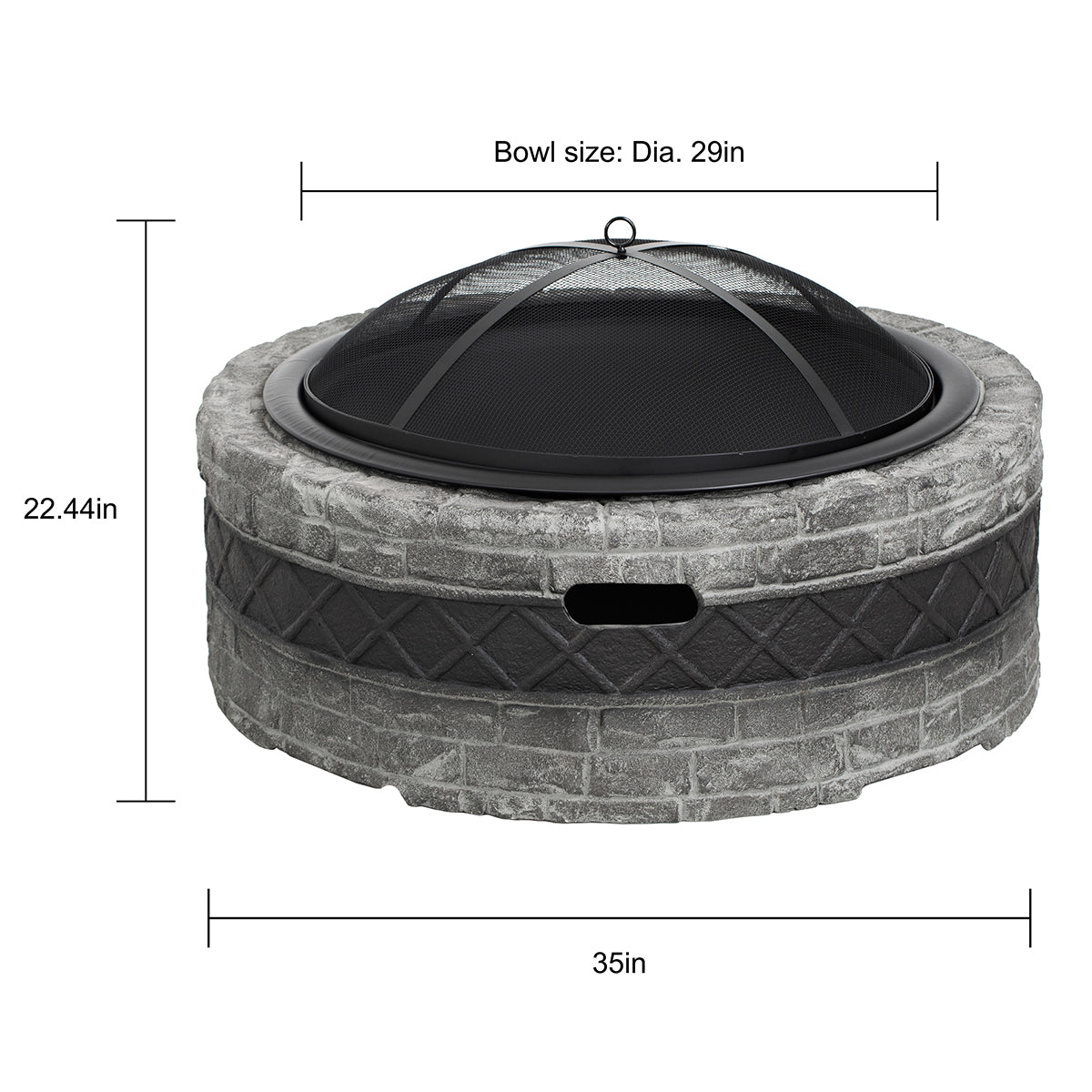 35'' Cast Stone and Trim Wood-Burning Fire Pit - image 6