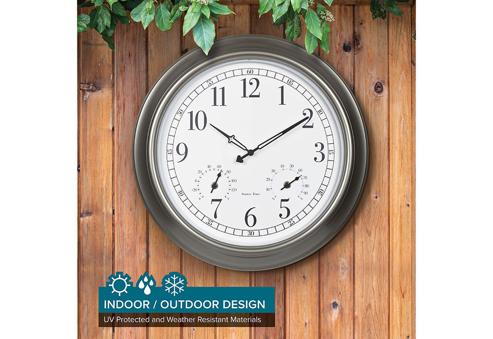 18'' Atomic Outdoor Clock with Thermometer and Humidity - image 3