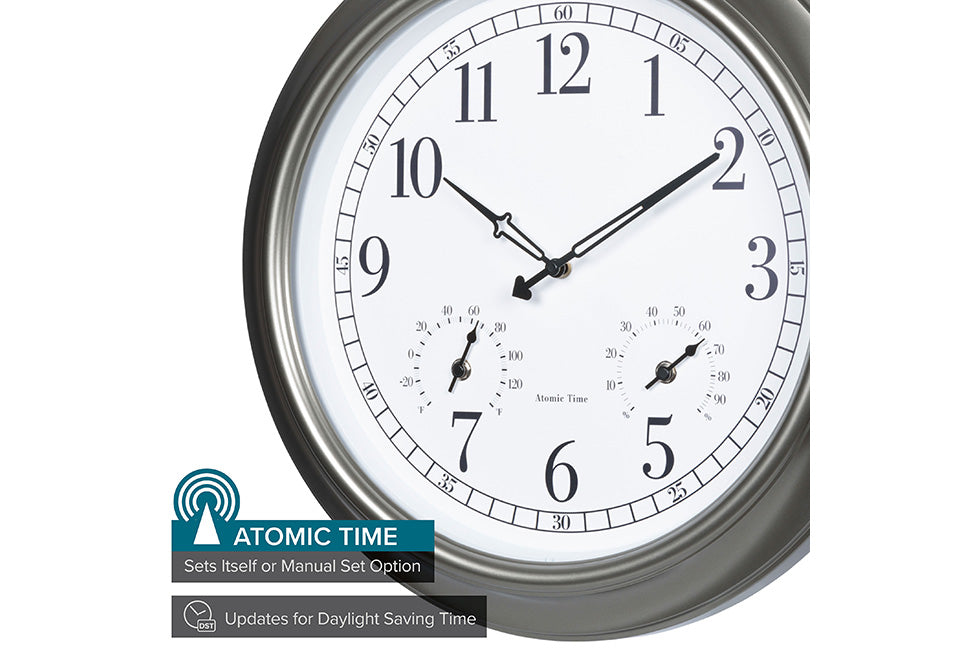 18'' Atomic Outdoor Clock with Thermometer and Humidity - image 4