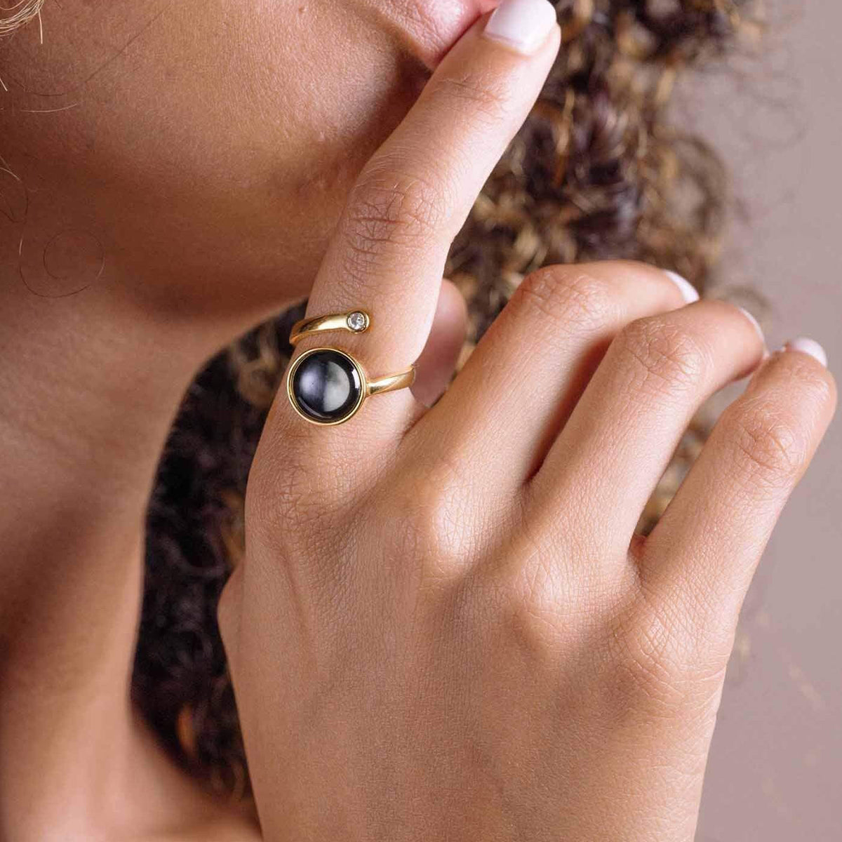 Personalized Choose Your Moon Phase Cosmic Spiral Ring