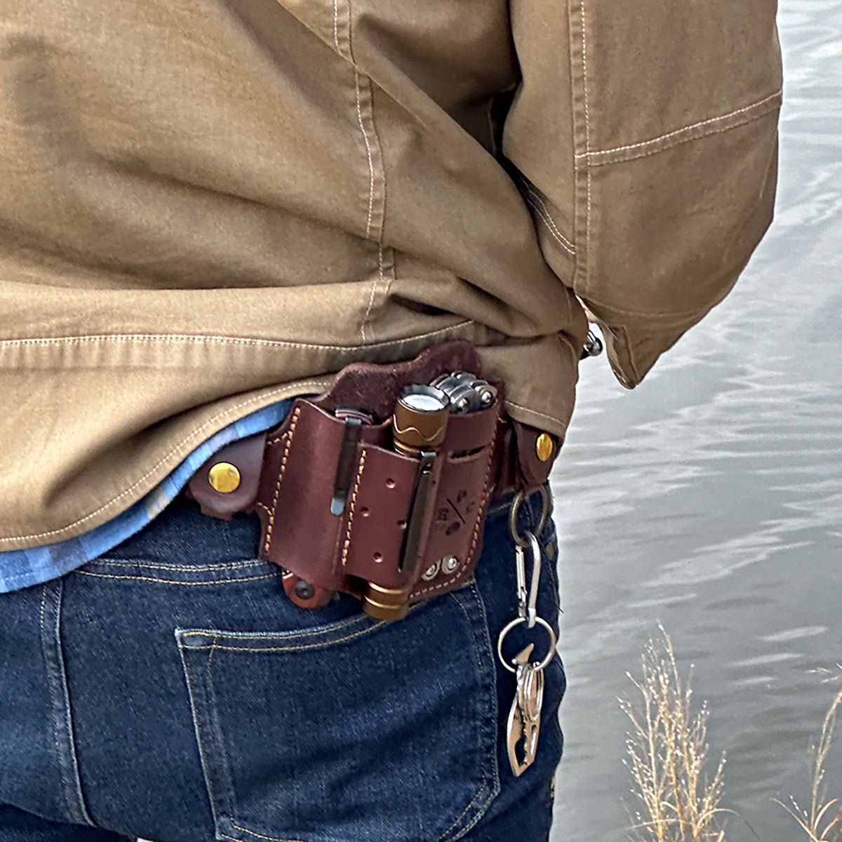 Leather Multitool Action Snap Belt Sheath - image 2