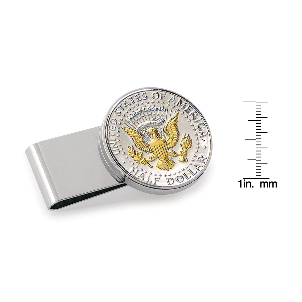 Selectively Gold-Layered Presidential Seal JFK Half Dollar Stainless Steel Silvertone Coin Money Clip - image 3