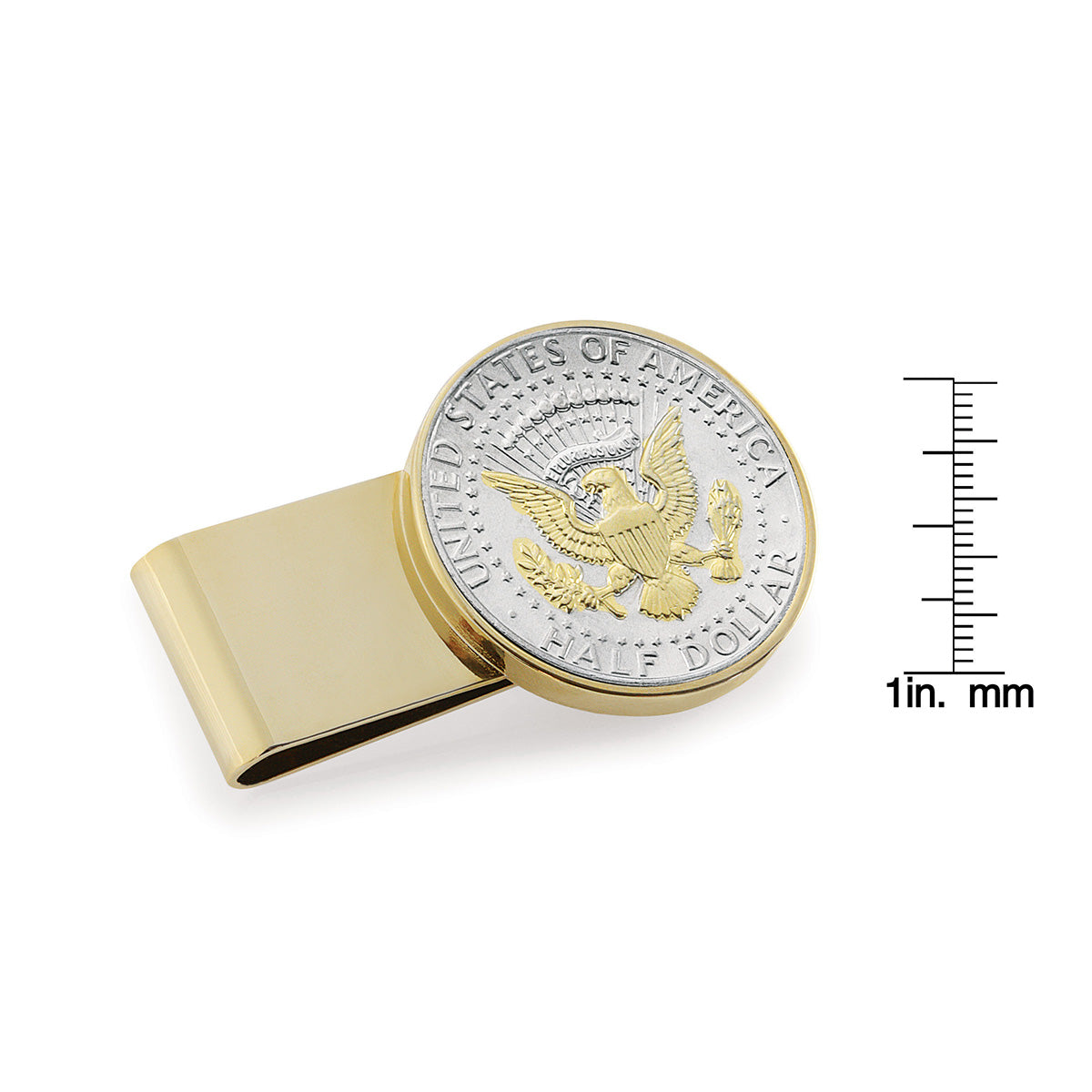 Selectively Gold-Layered Presidential Seal JFK Half Dollar Stainless Steel Goldtone Coin Money Clip - image 3