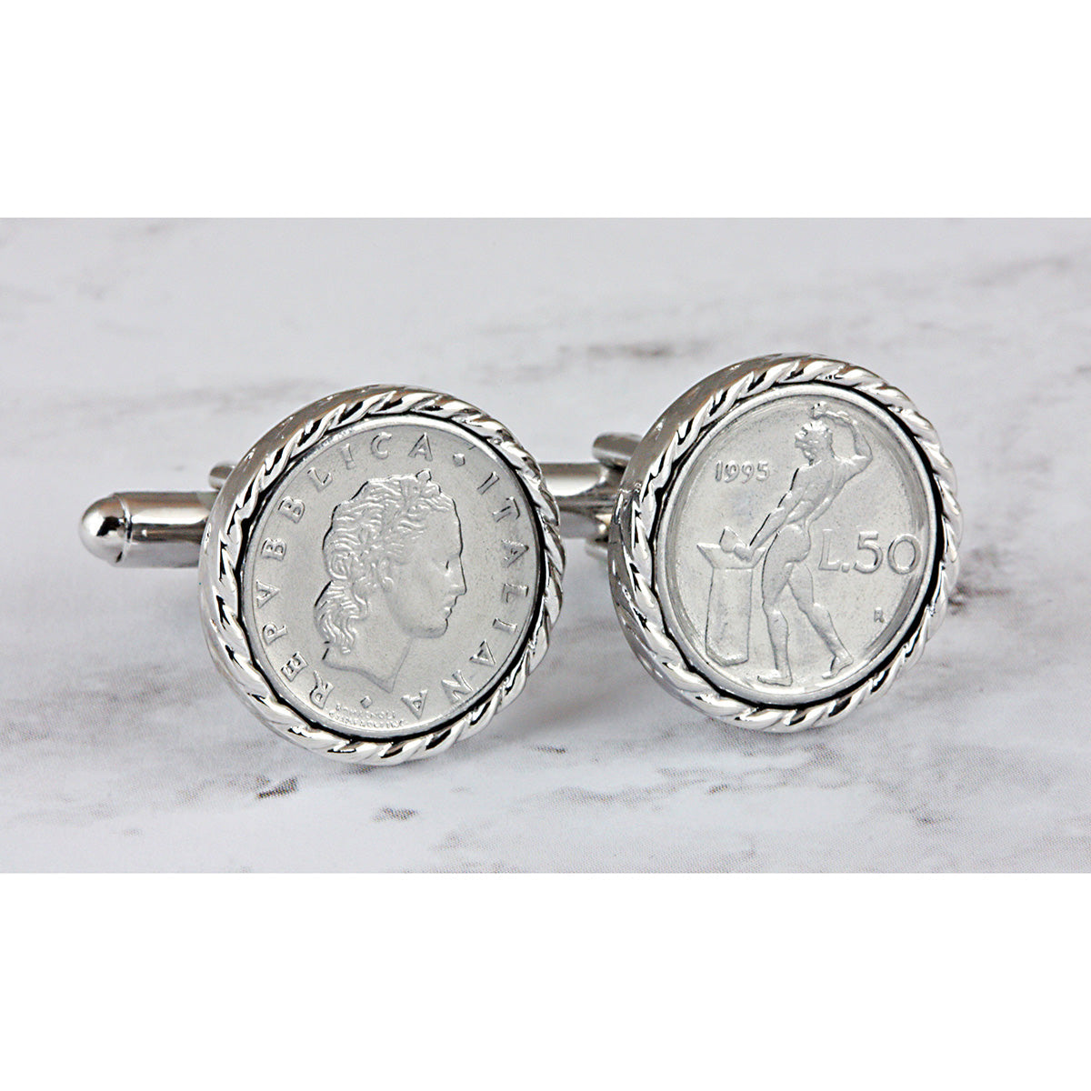 Italian 50 Lire Coin Cufflinks