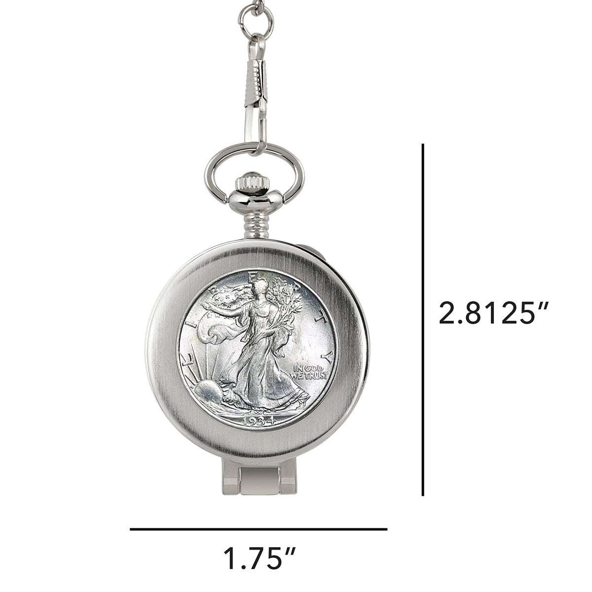Glass Dome Silver Walking Liberty Half Dollar Pocket Watch - image 8