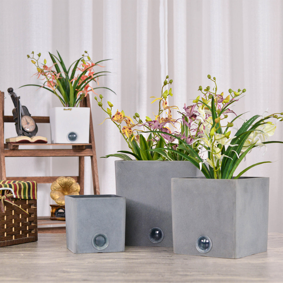 Self-Watering Square Pot System for Indoor Plants (Set of 3)
