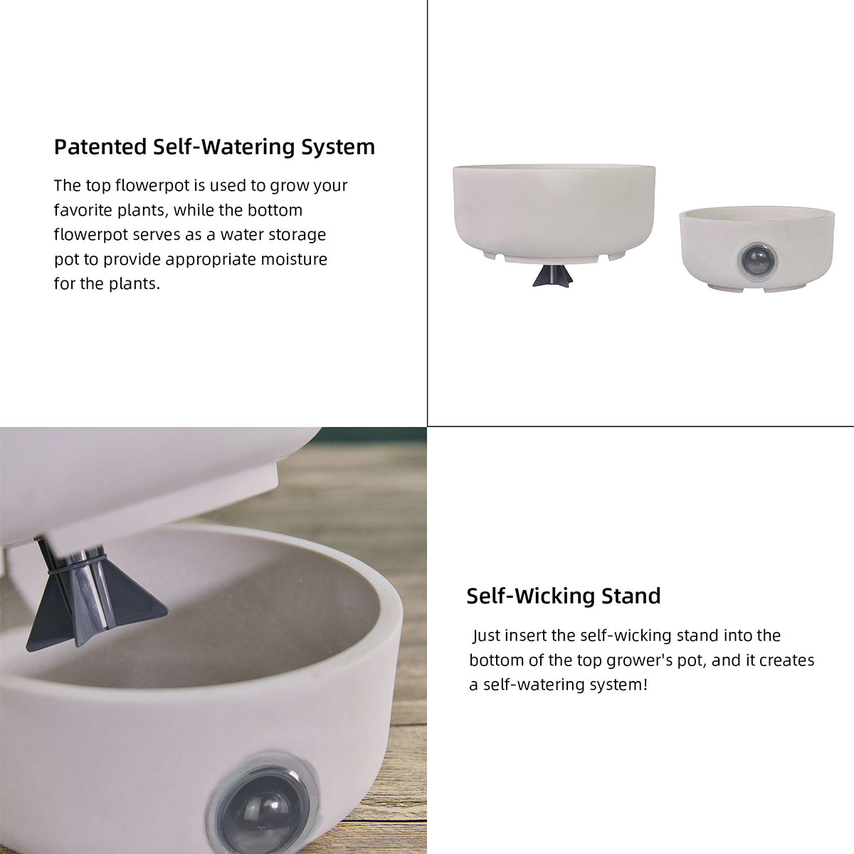 Self-Watering Low Bowl Pot System for Indoor Plants (Set of 2) - image 4