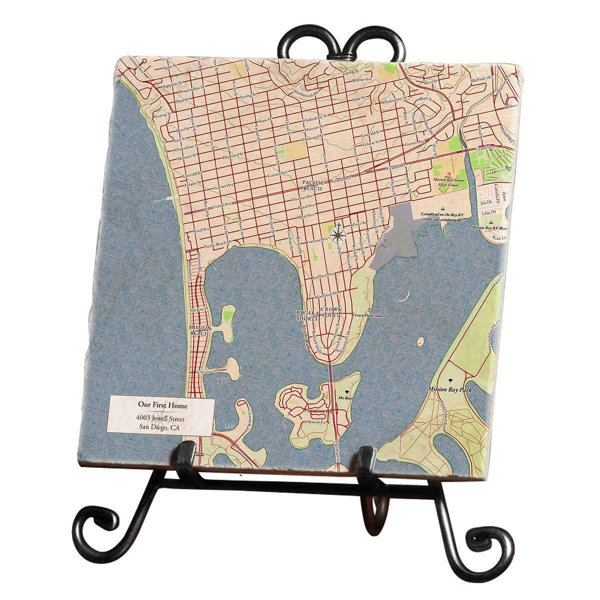 Personalized Marble Map Trivet with Easel - image 3