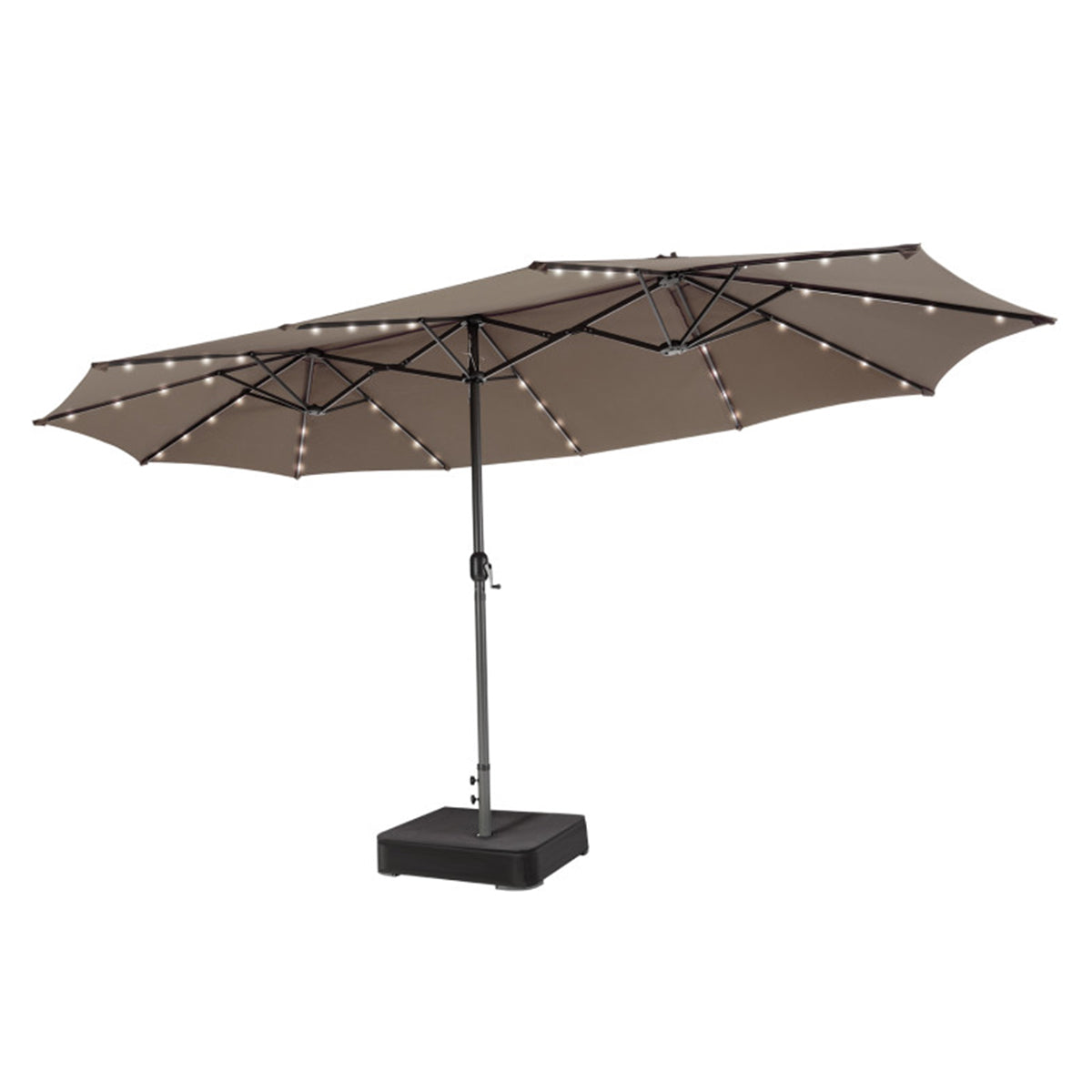 15' Double-Sided Patio Umbrella with Solar Powered LED Lights - image 2