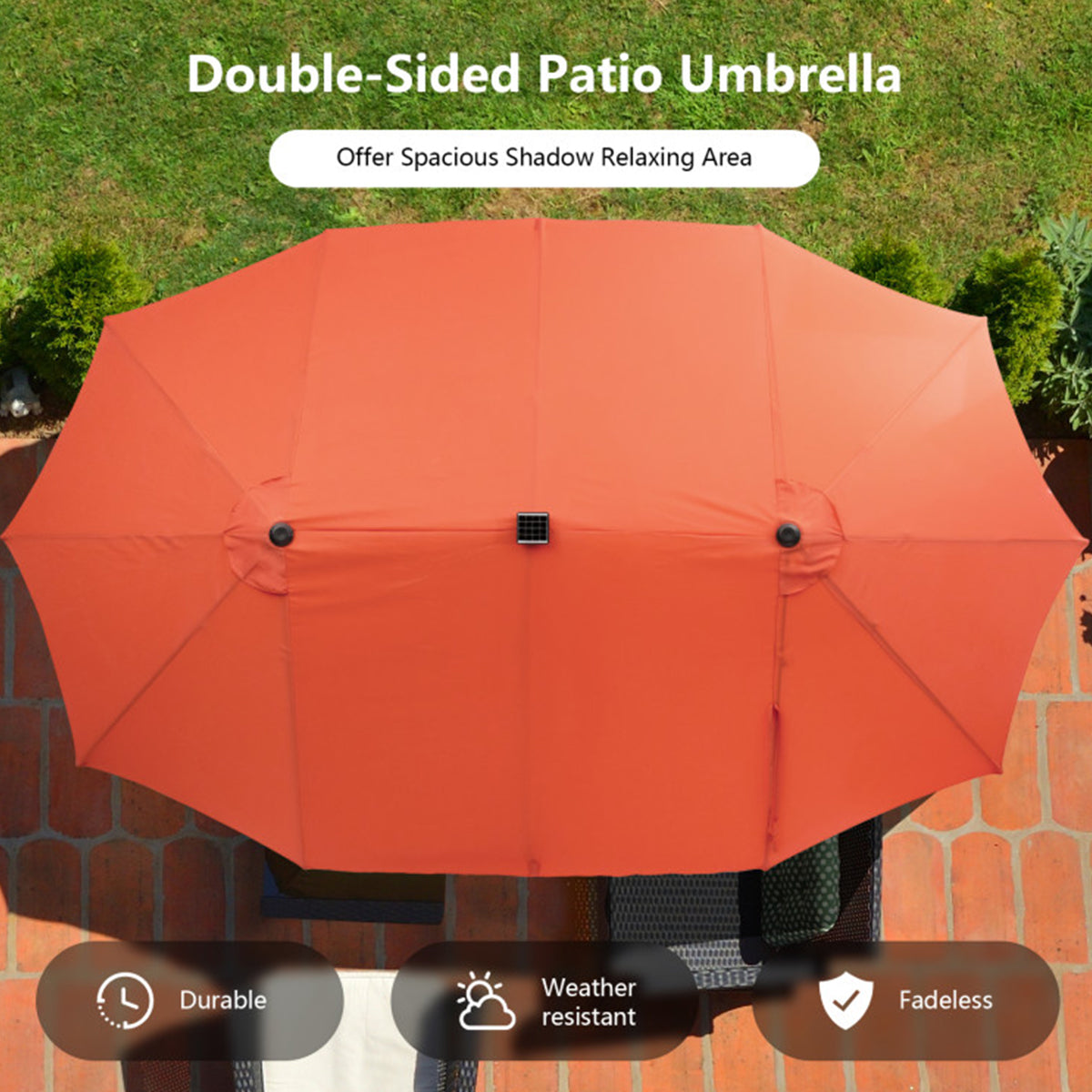 15' Double-Sided Patio Umbrella with Solar Powered LED Lights - image 48