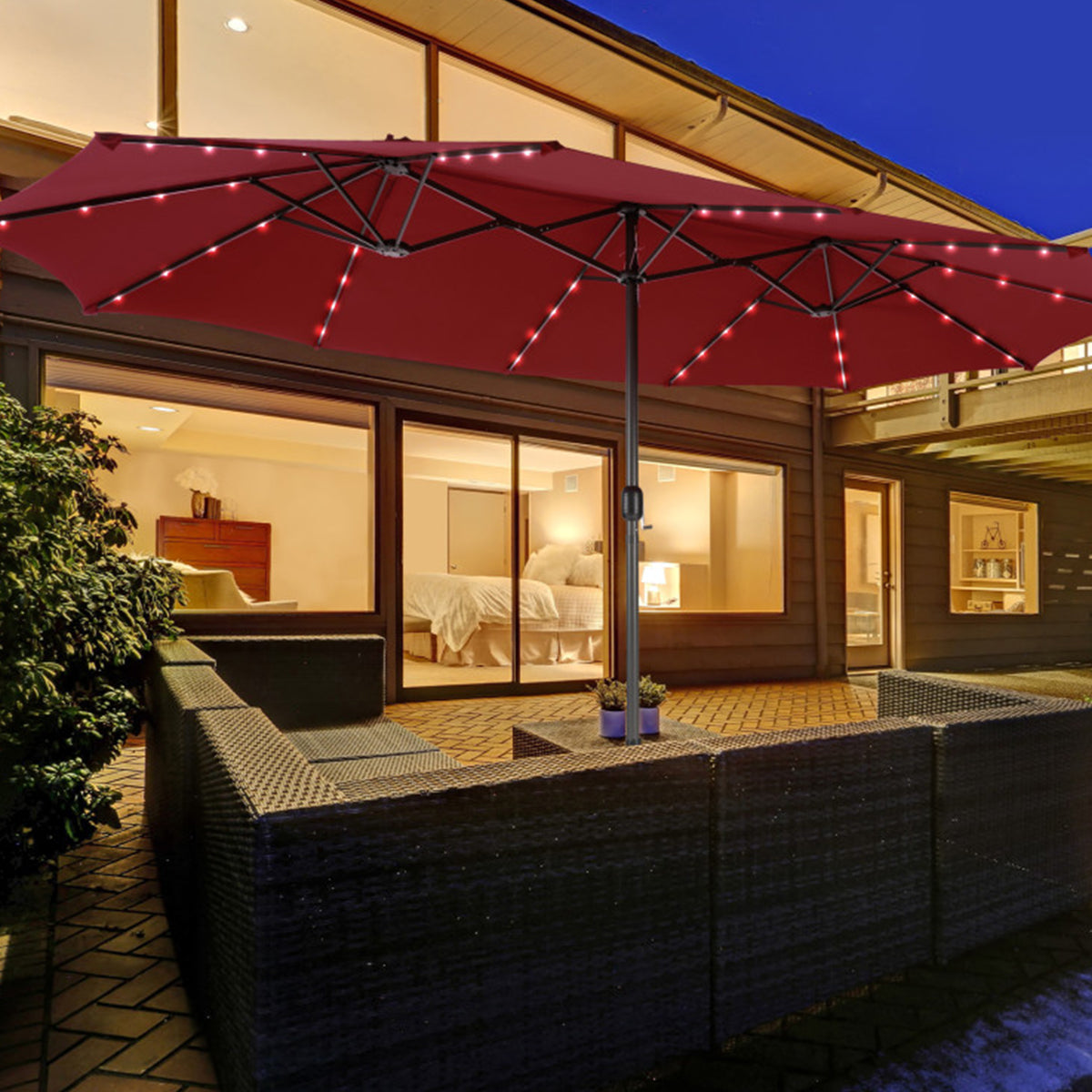 15' Double-Sided Patio Umbrella with Solar Powered LED Lights - image 28