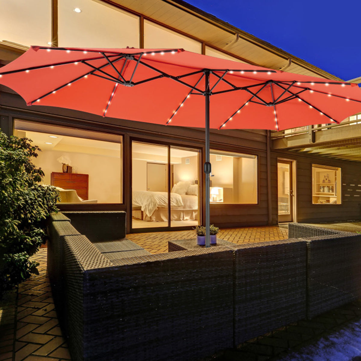 15' Double-Sided Patio Umbrella with Solar Powered LED Lights - image 56