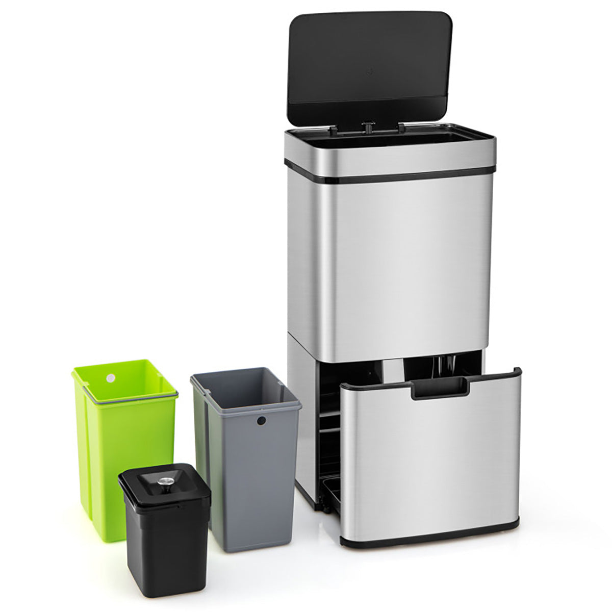 19 Gallon Quad Compartment Touchless Motion Sensor Trash Can - image 10