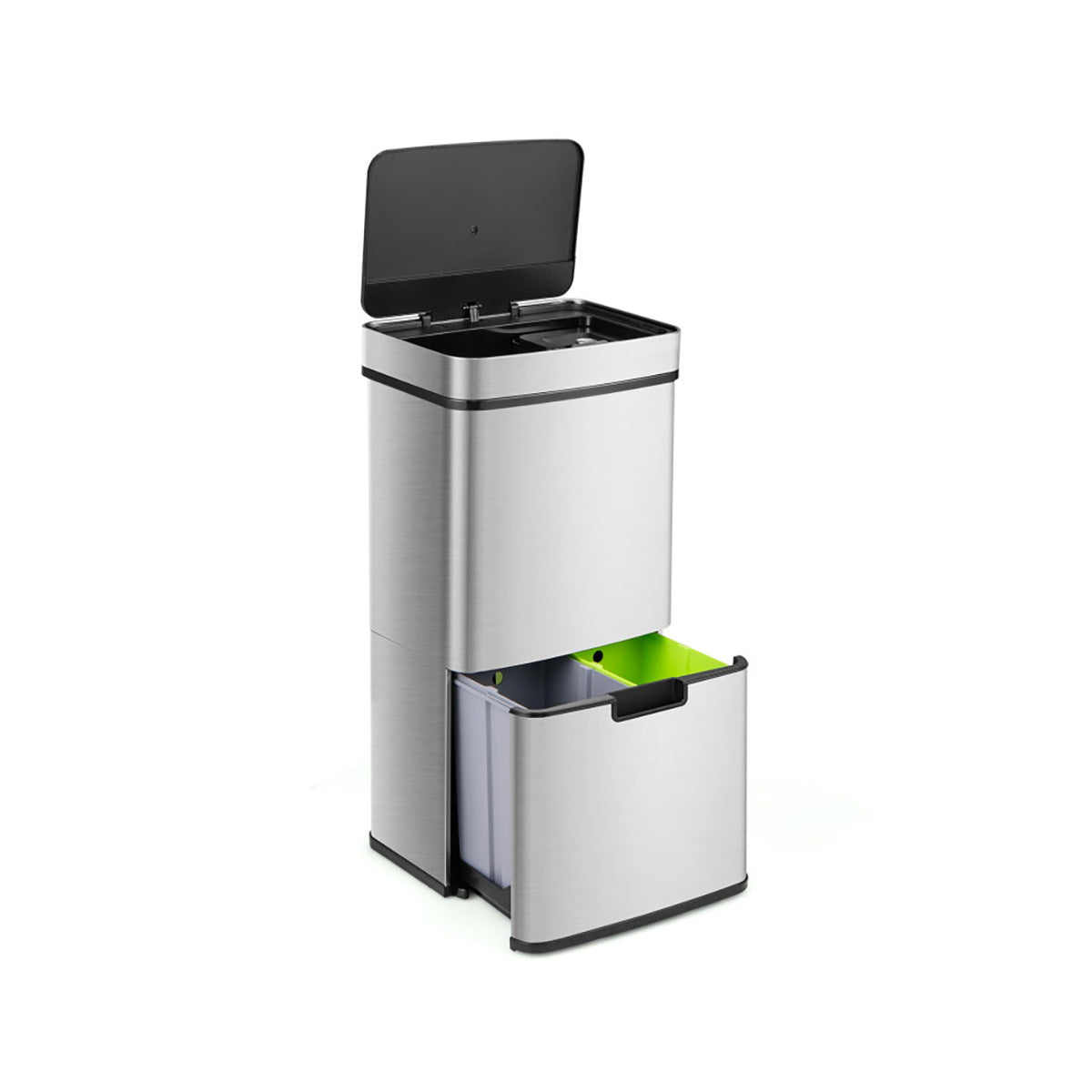 19 Gallon Quad Compartment Touchless Motion Sensor Trash Can - image 2