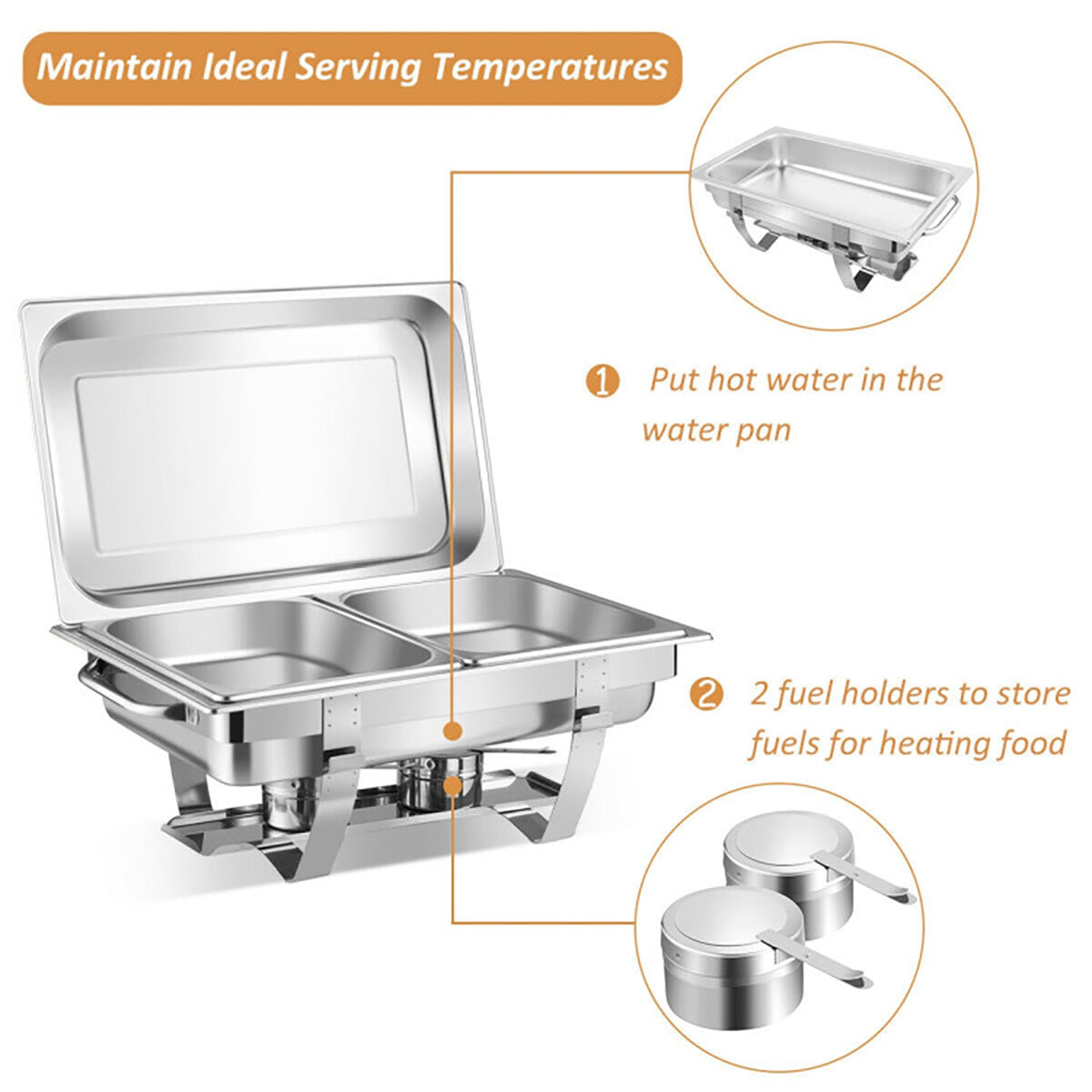 9 Qt Stainless Steel Chafing Dish (Set of 2) - image 5