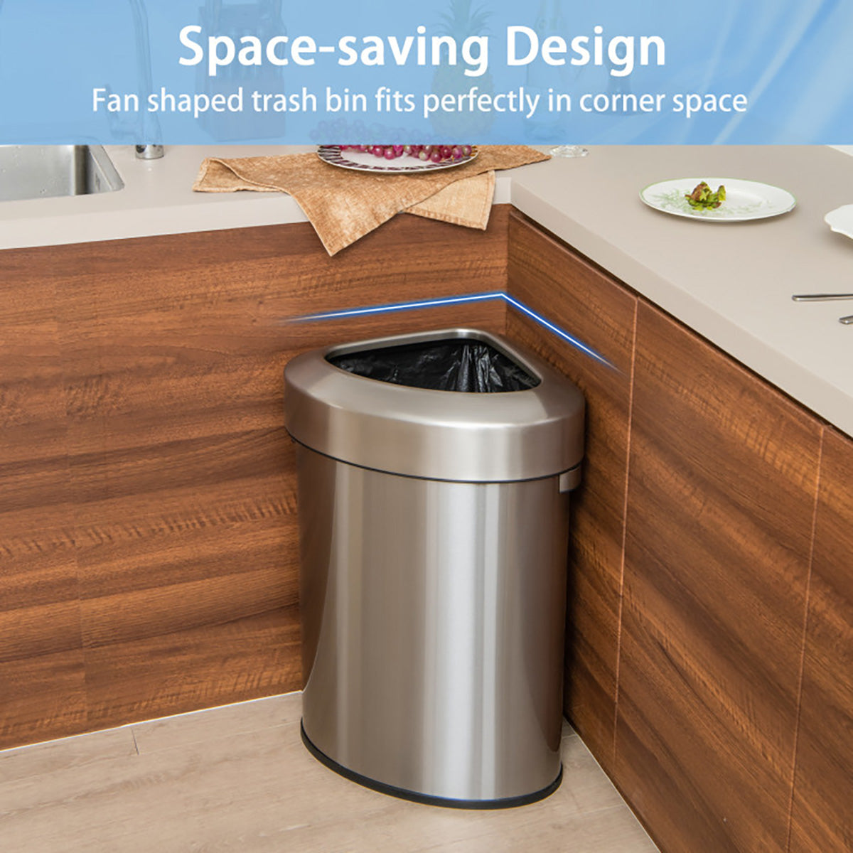 60L Stainless Steel Corner Trash Bin - image 7