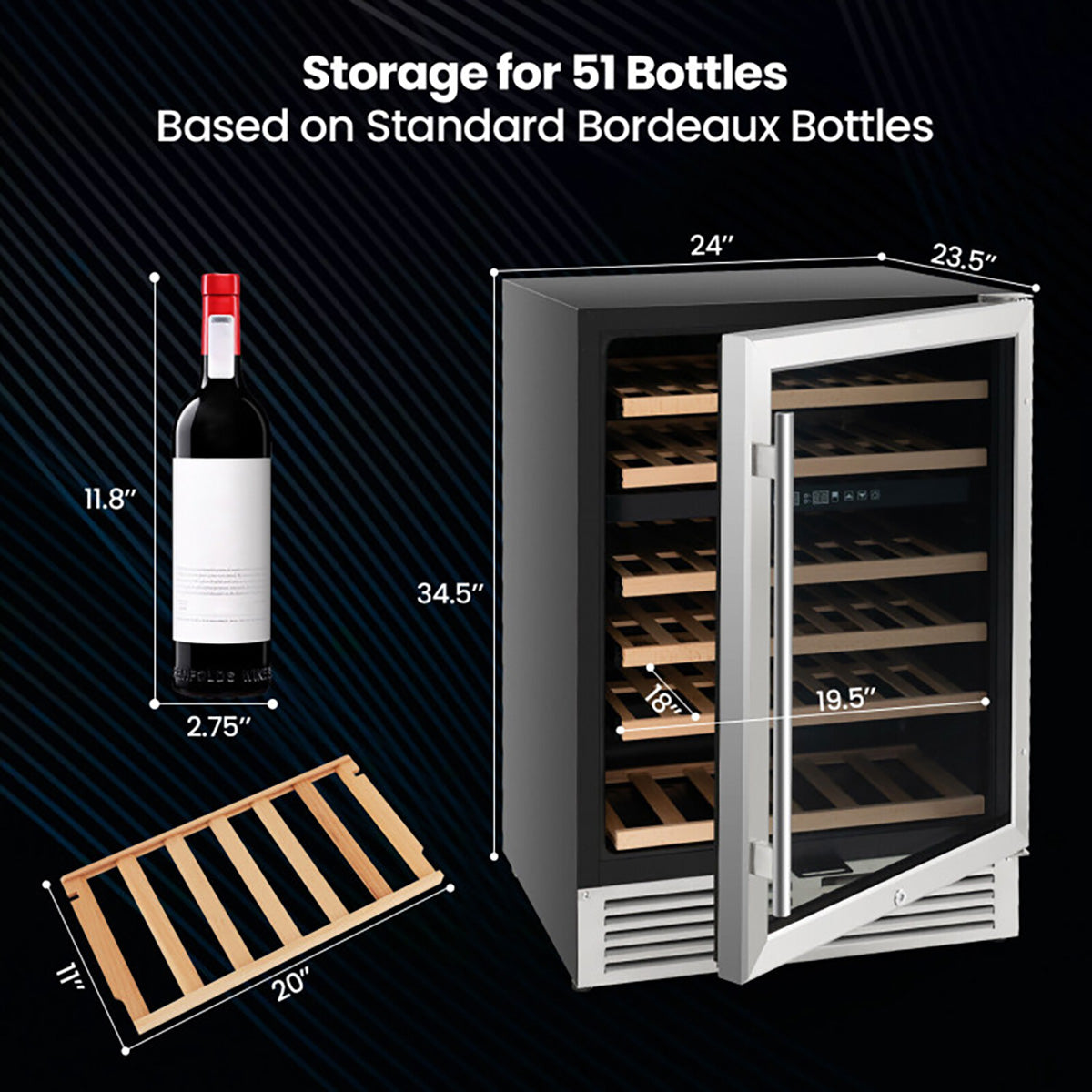 Dual Zone 51 Bottle Wine Cooler Refrigerator - image 9