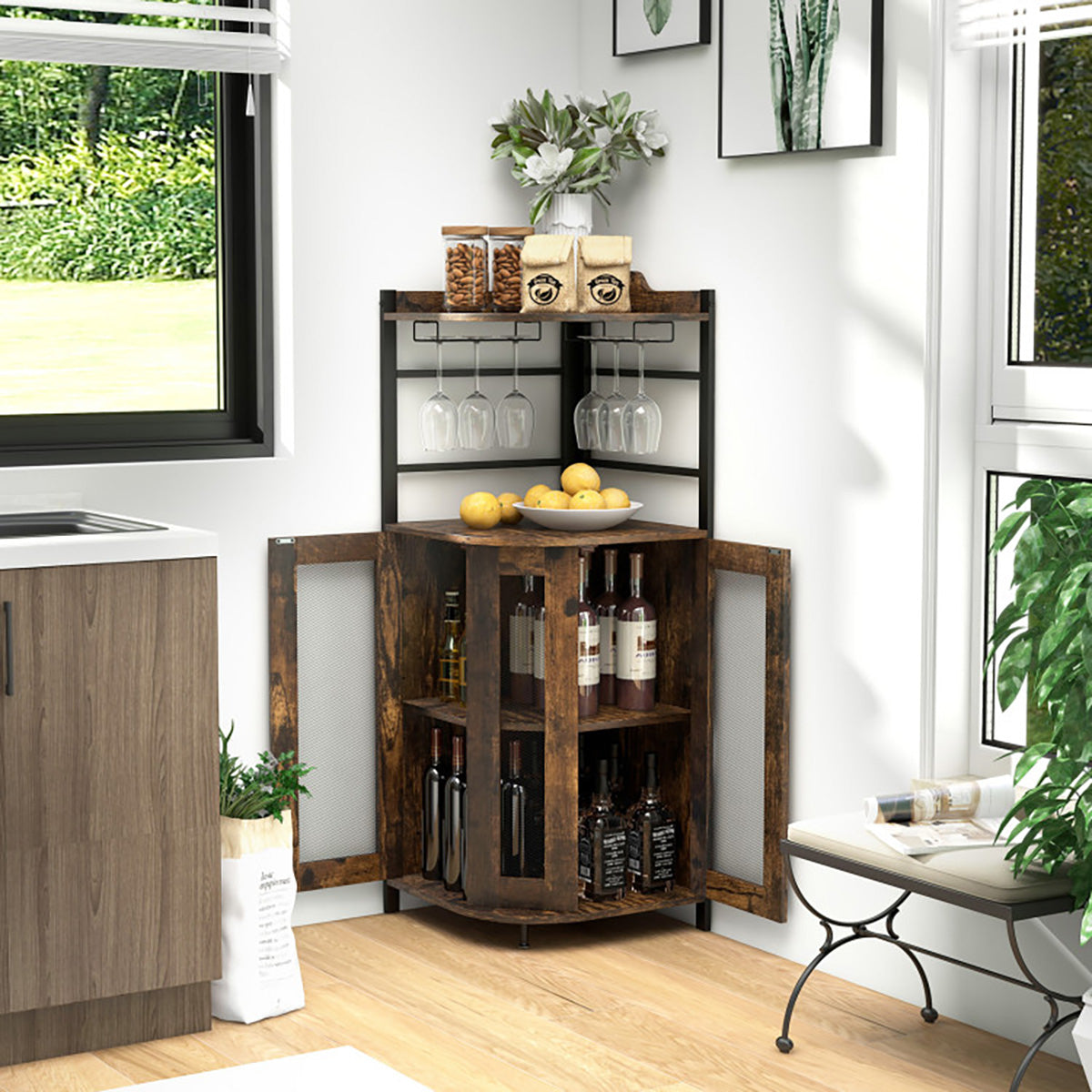 Industrial Corner Bar Cabinet - image 7